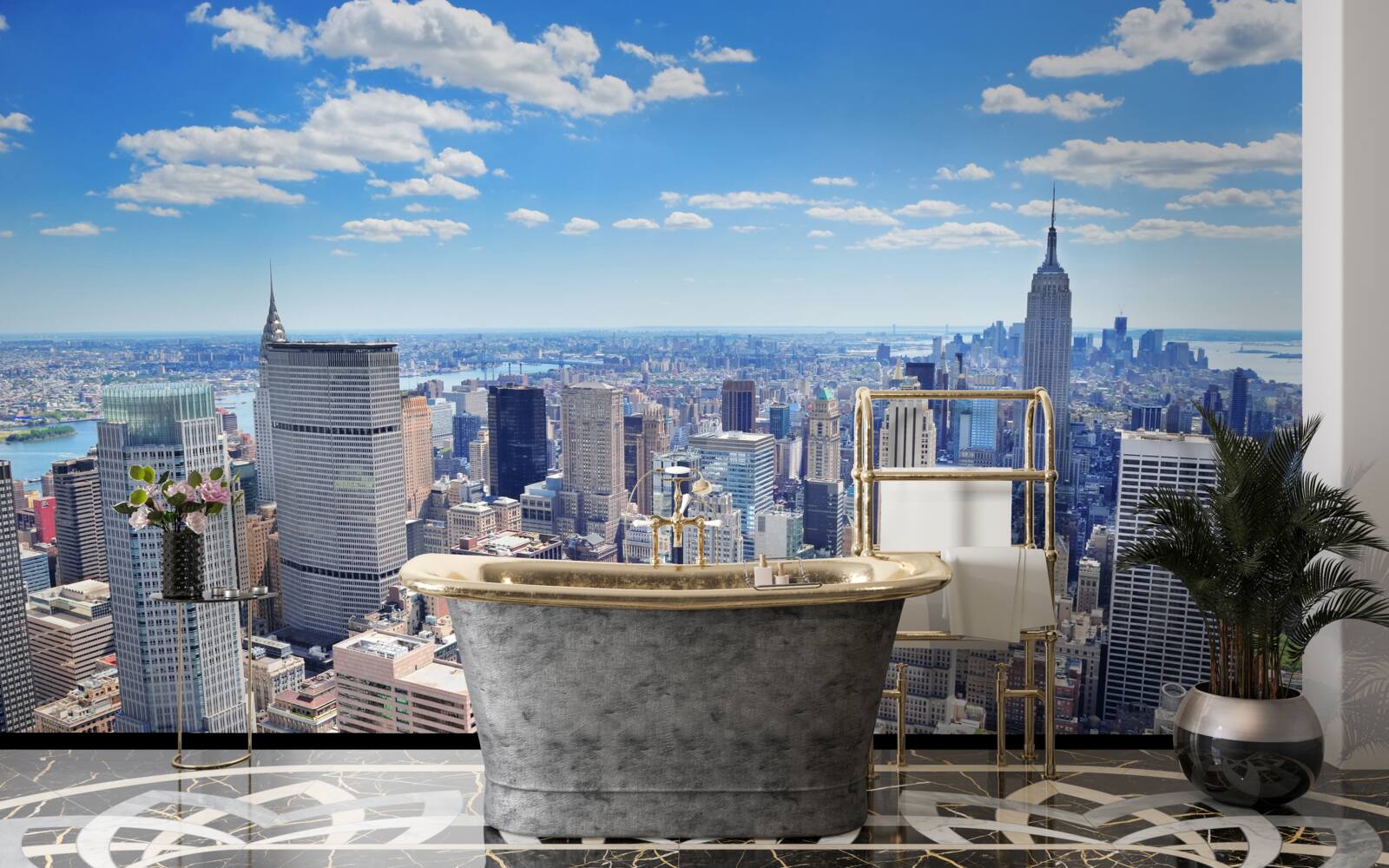 Fototapeta nad drapaczami chmur nowego jorku