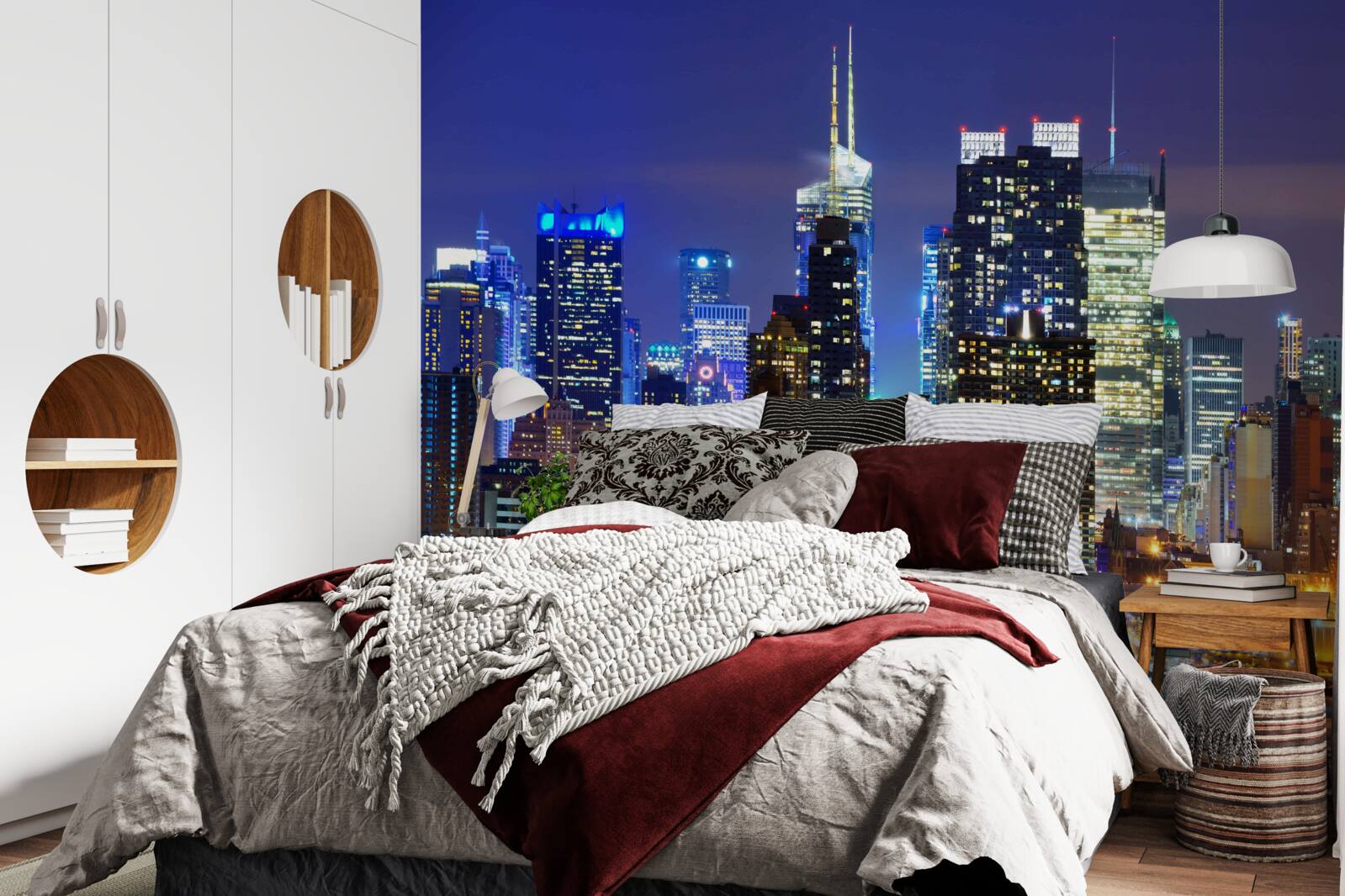 Fototapeta panoramiczny nocny widok na miasto, który zapiera dech w piersiach