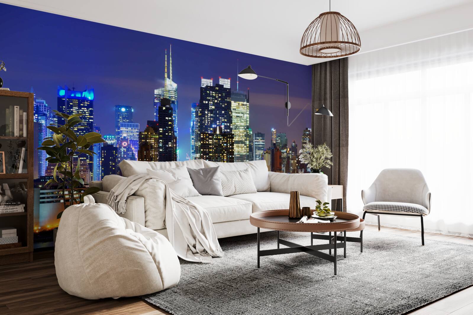 Fototapeta panoramiczny nocny widok na miasto, który zapiera dech w piersiach