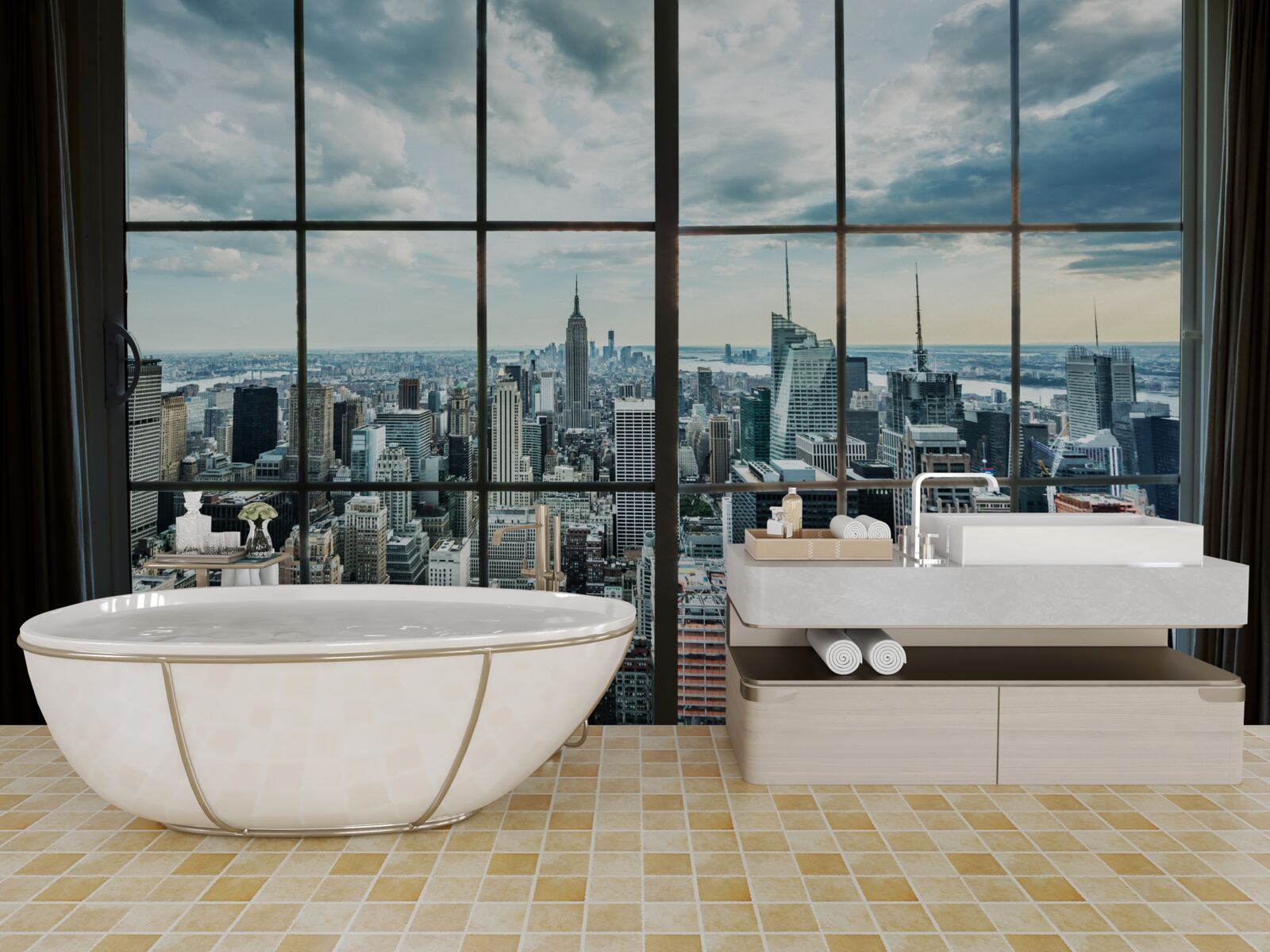 Fototapeta panorama nowego jorku z okna