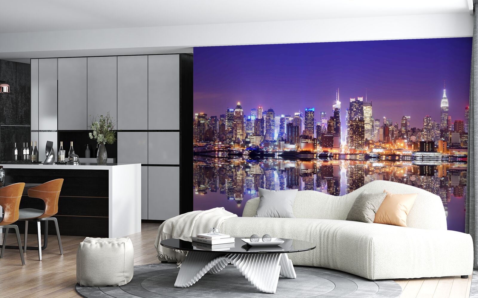 Fototapeta megapolis z wieczorną iluminacją