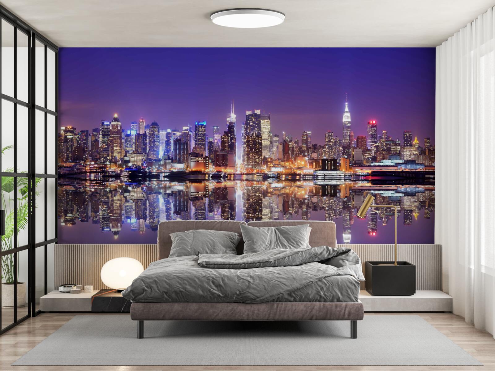 Fototapeta megapolis z wieczorną iluminacją