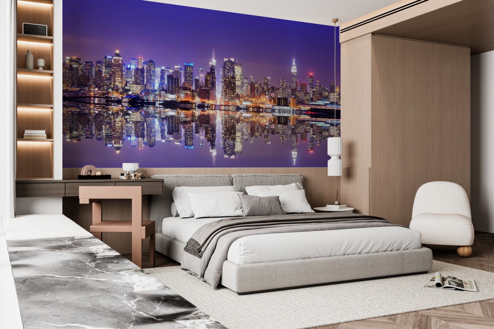 Fototapeta megapolis z wieczorną iluminacją