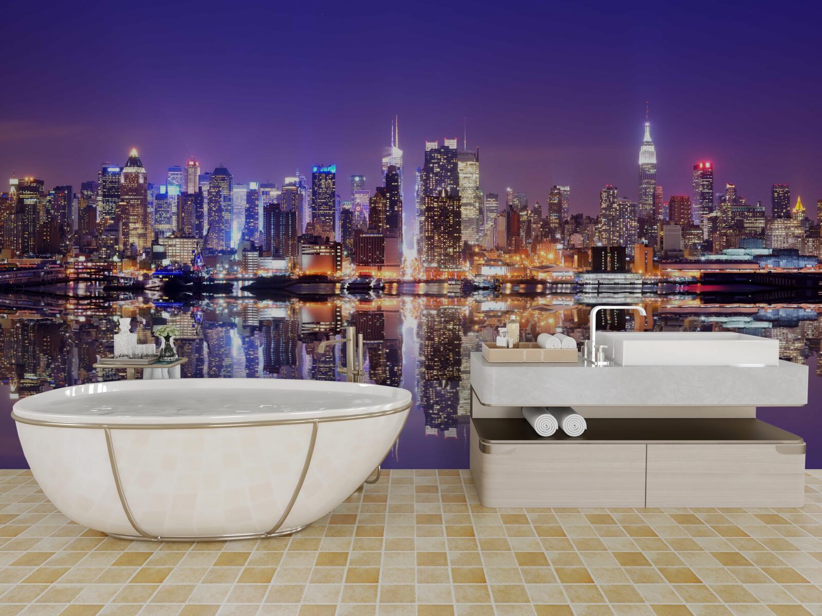 Fototapeta megapolis z wieczorną iluminacją