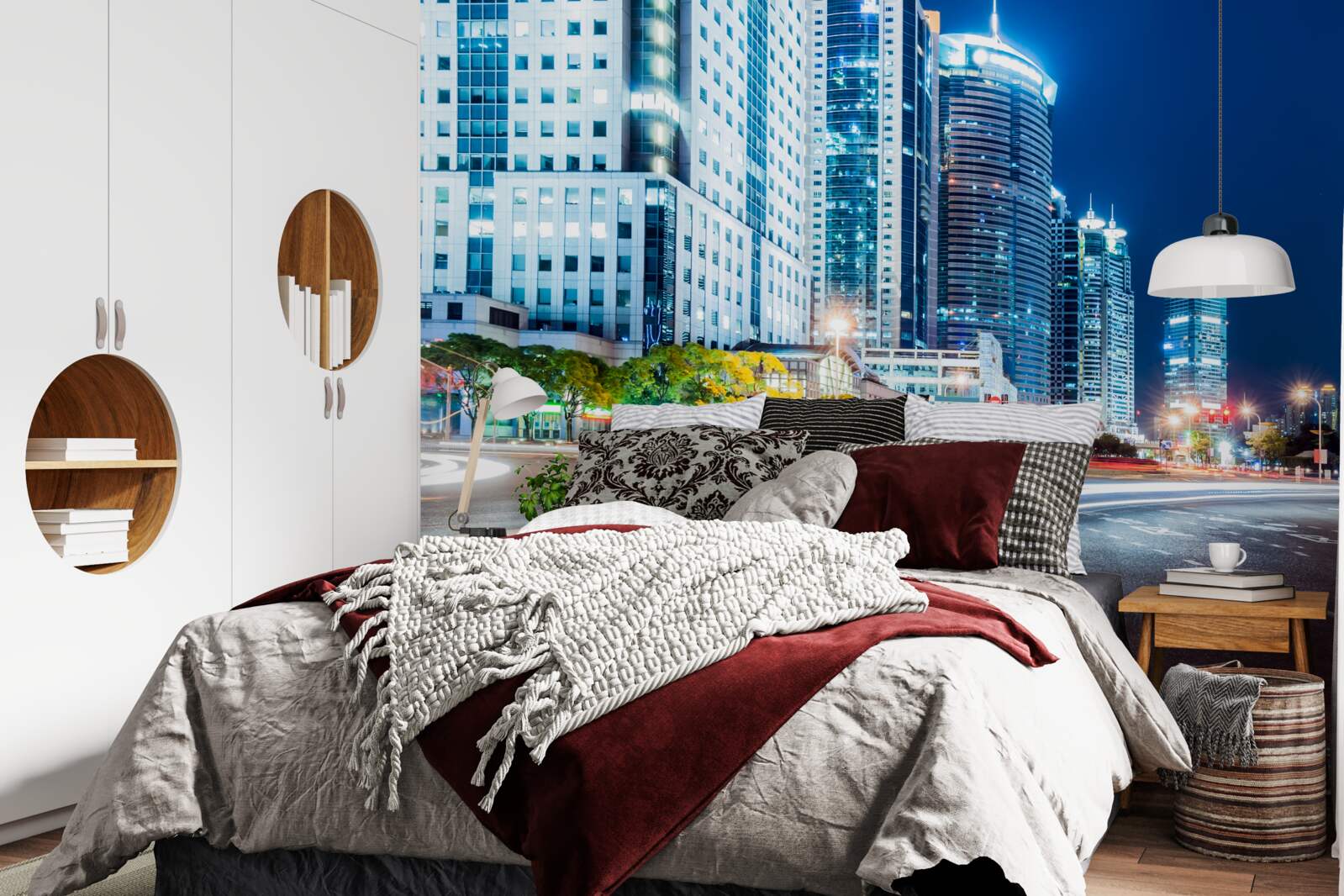 Fototapeta nocna autostrada miejska bez jednej duszy