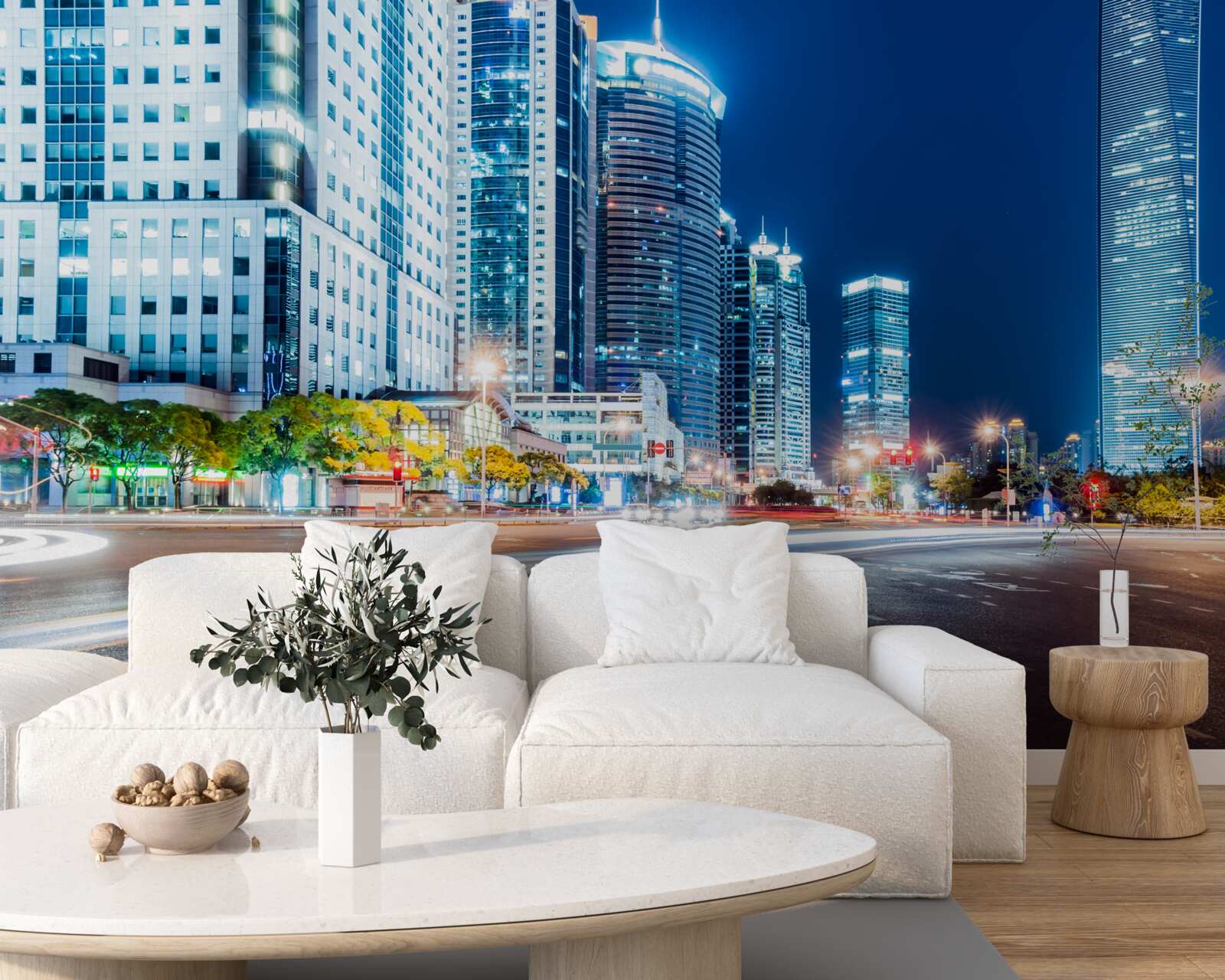 Fototapeta nocna autostrada miejska bez jednej duszy