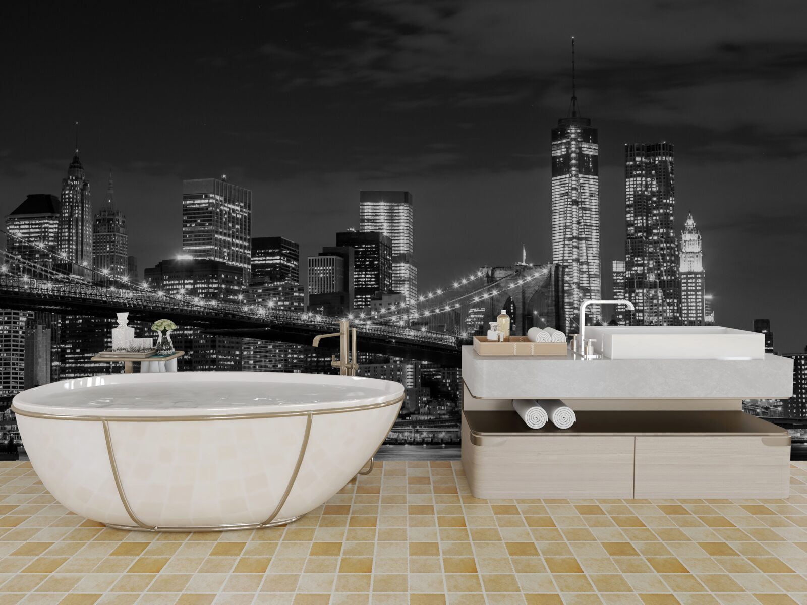 Fototapeta metropolia w monochromatycznych barwach