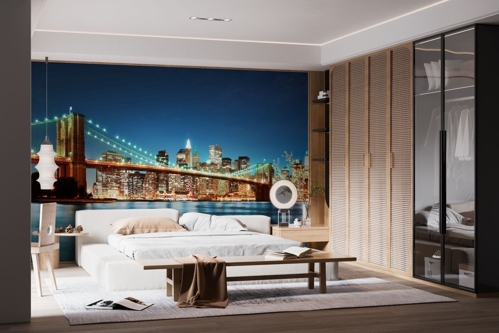 Fototapeta nowy jork z jasnymi, błyszczącymi światłami