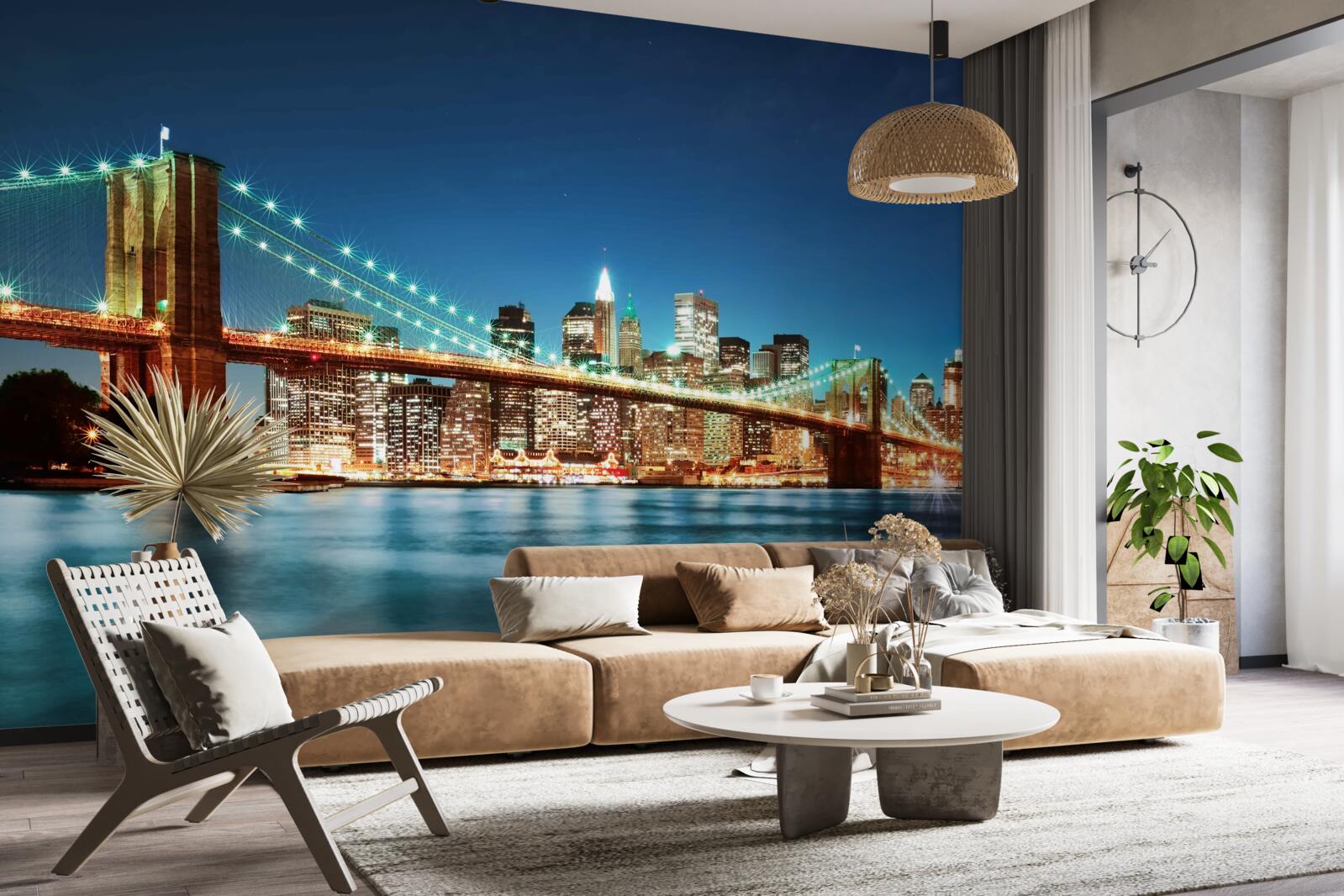 Fototapeta nowy jork z jasnymi, błyszczącymi światłami