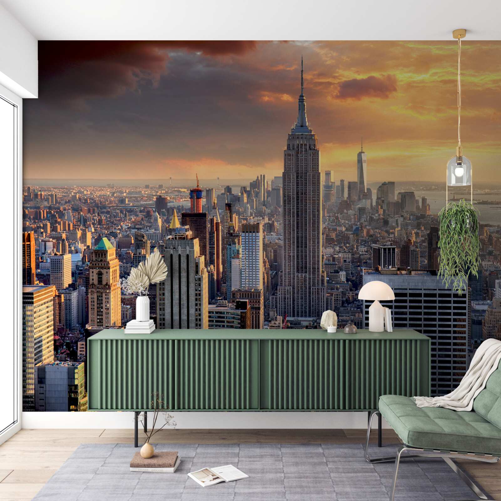 Fototapeta słońce zachodzi nad nowym jorkiem