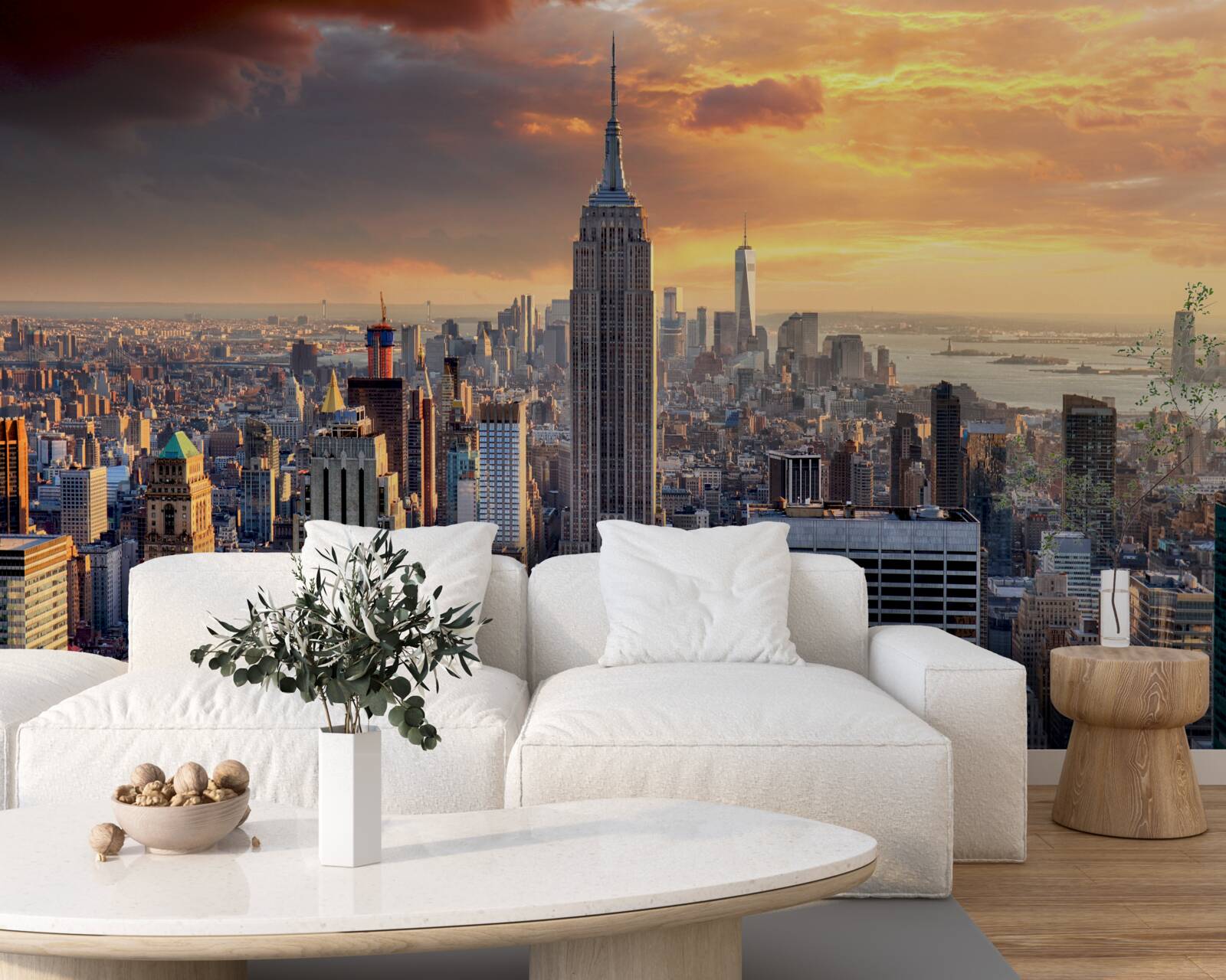 Fototapeta słońce zachodzi nad nowym jorkiem