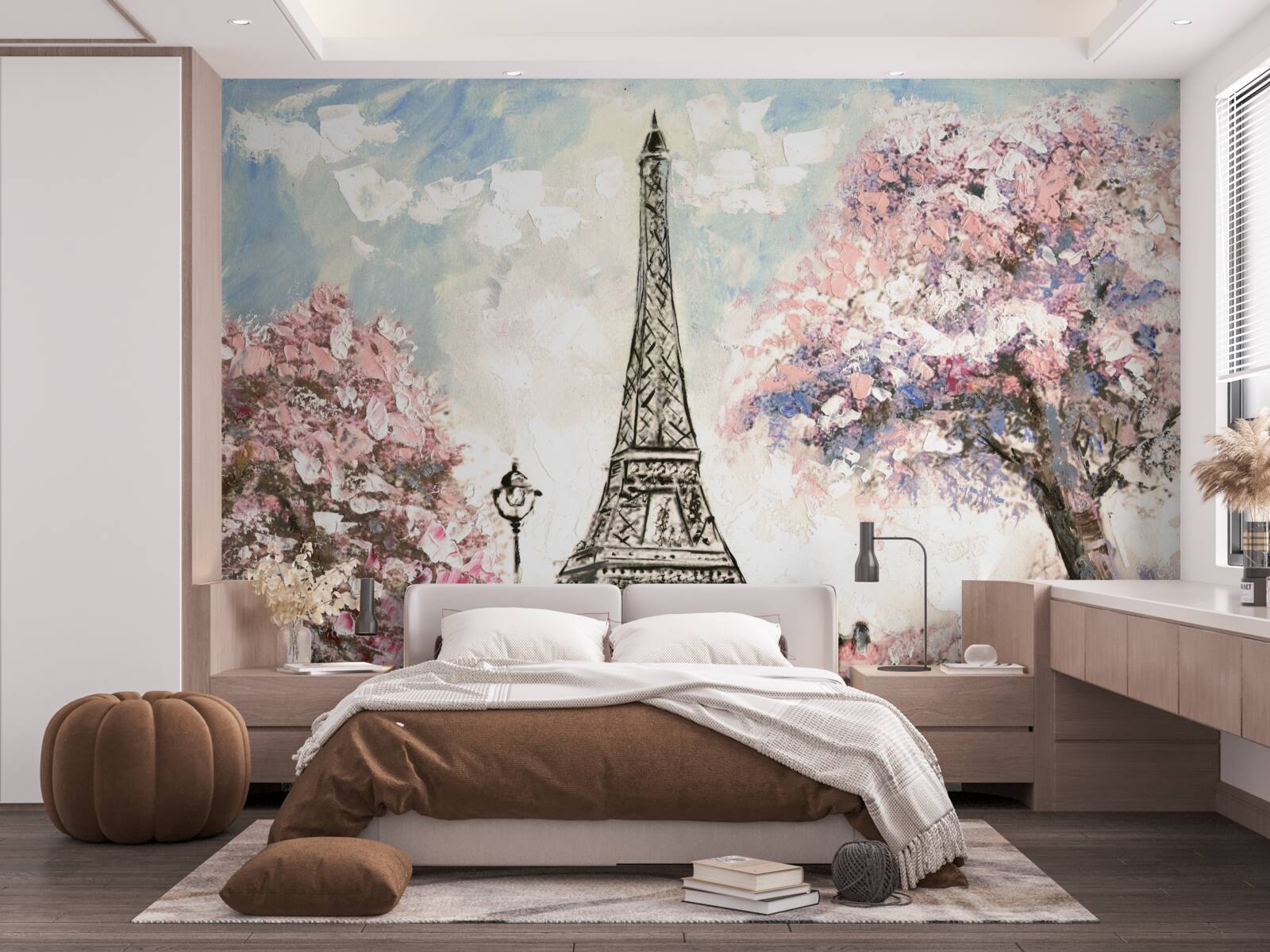 Fototapeta romantyczna wiosna u podnóża wieży eiffla