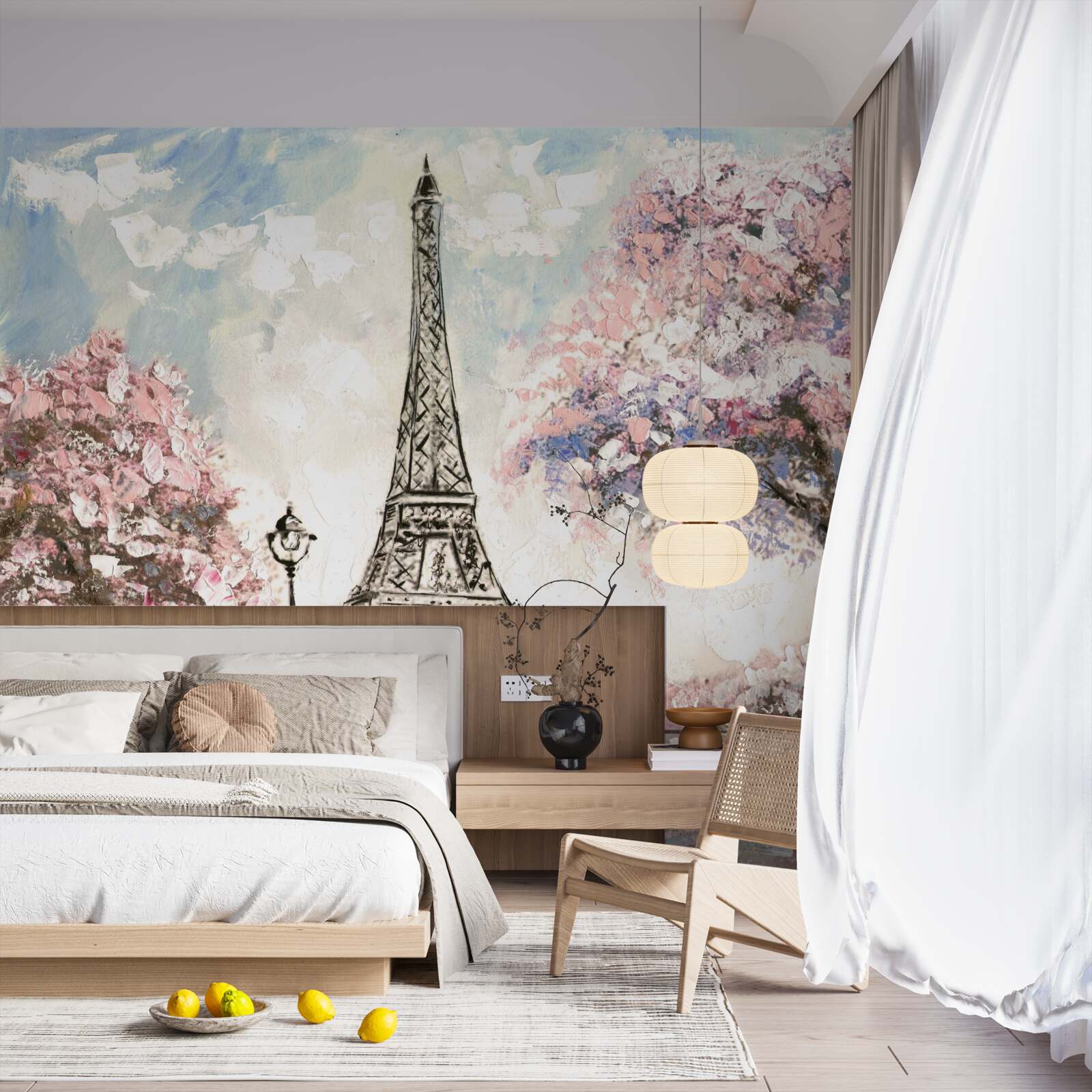 Fototapeta romantyczna wiosna u podnóża wieży eiffla