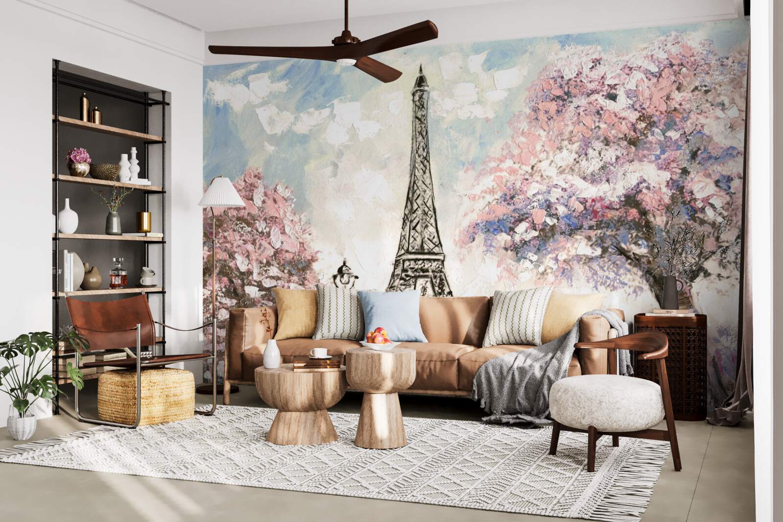 Fototapeta romantyczna wiosna u podnóża wieży eiffla