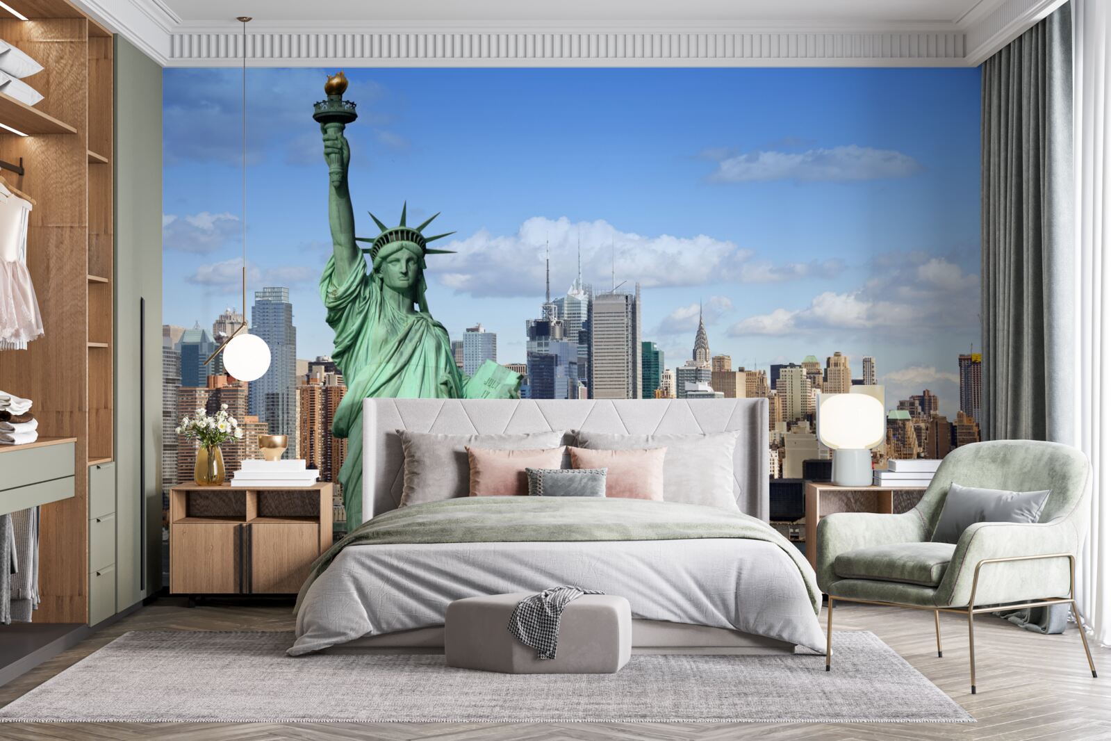 Fototapeta statua wolności na tle nowego jorku
