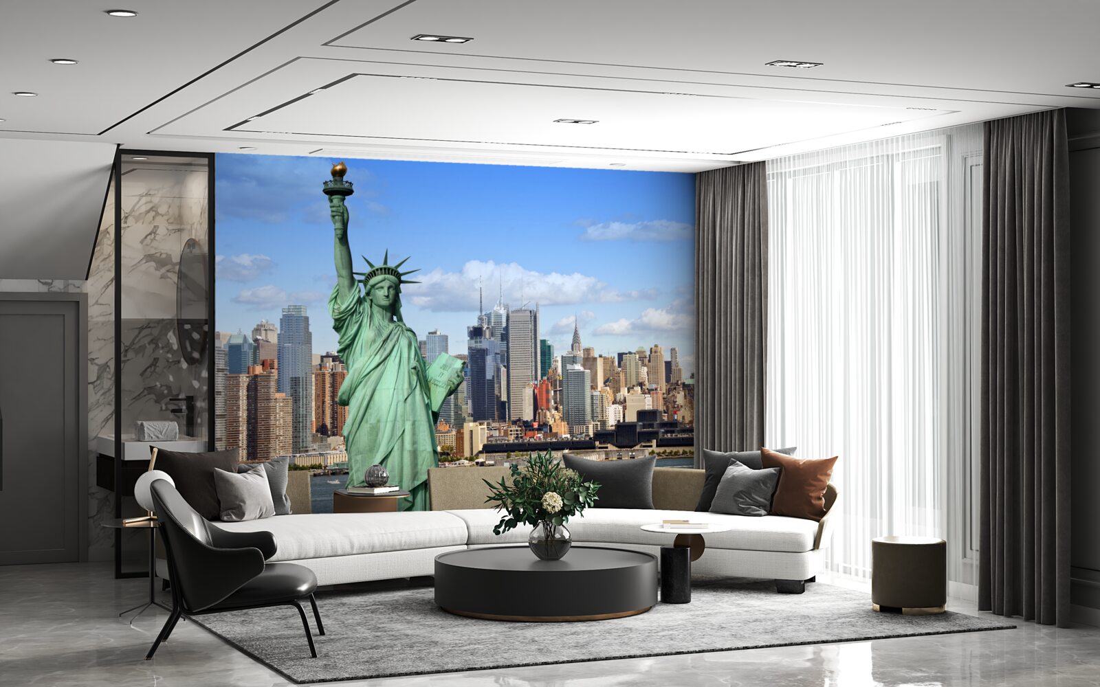 Fototapeta statua wolności na tle nowego jorku
