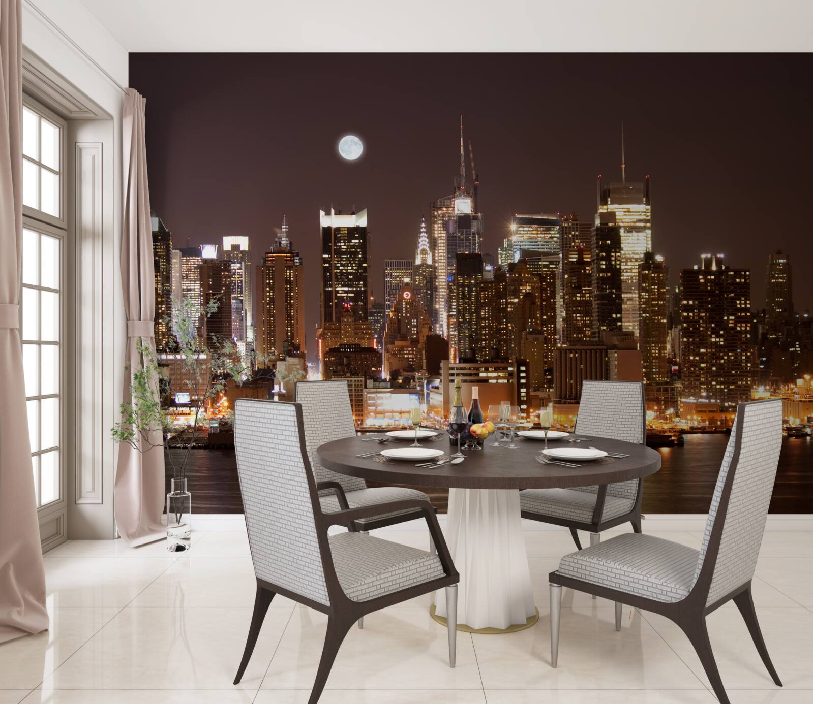 Fototapeta wspaniały panoramiczny widok na manhattan nocą