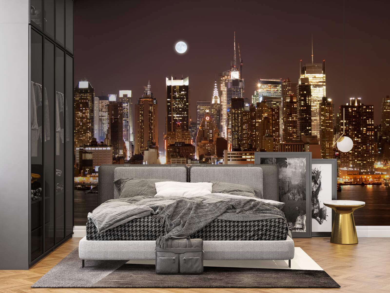 Fototapeta wspaniały panoramiczny widok na manhattan nocą