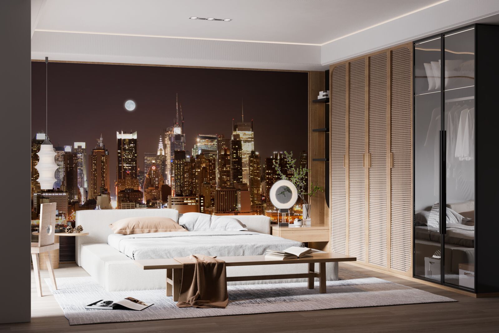 Fototapeta wspaniały panoramiczny widok na manhattan nocą