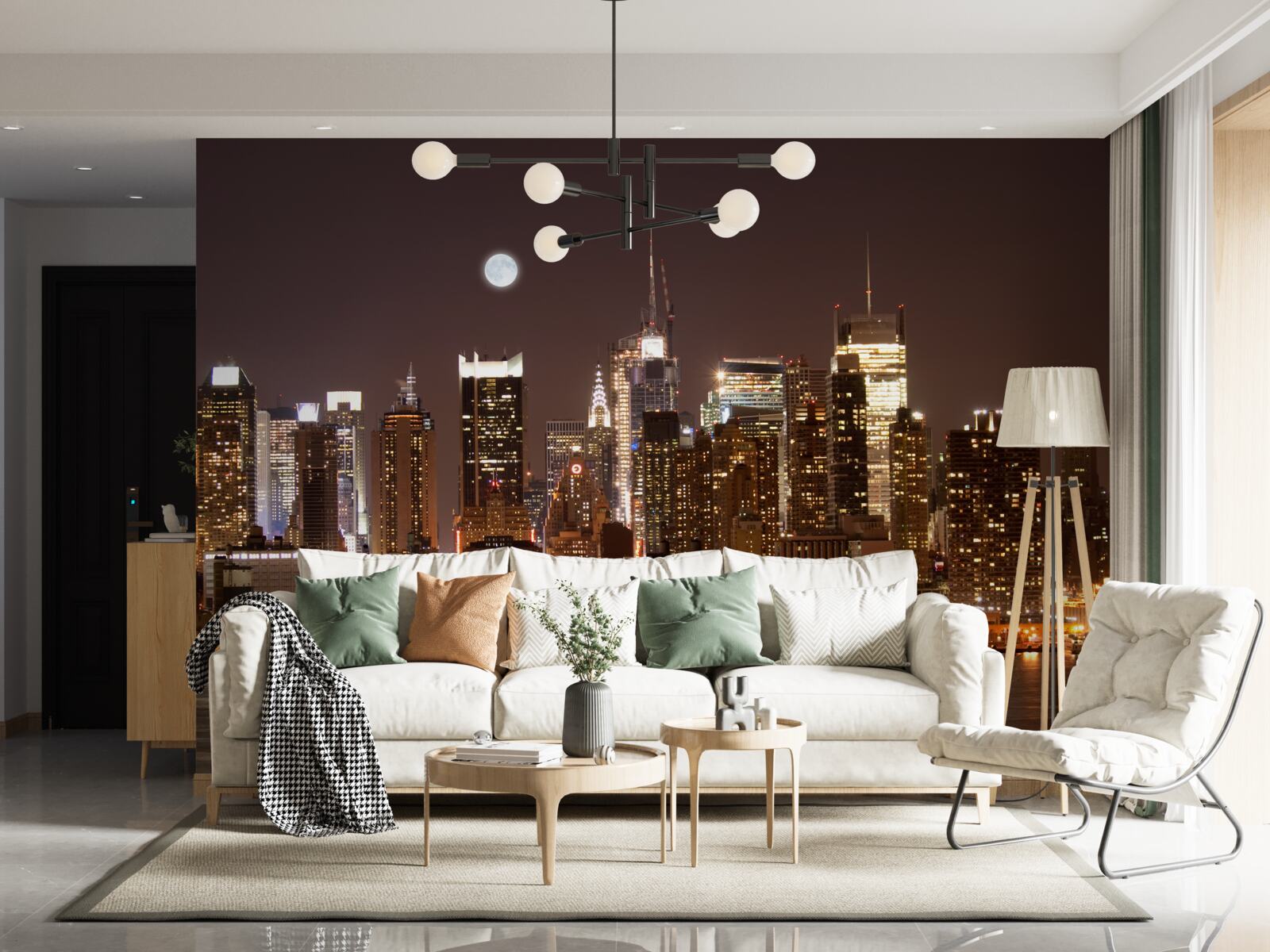 Fototapeta wspaniały panoramiczny widok na manhattan nocą