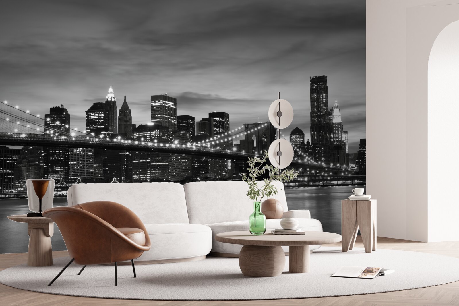 Fototapeta wieże w czerni i bieli oraz most na brooklynie