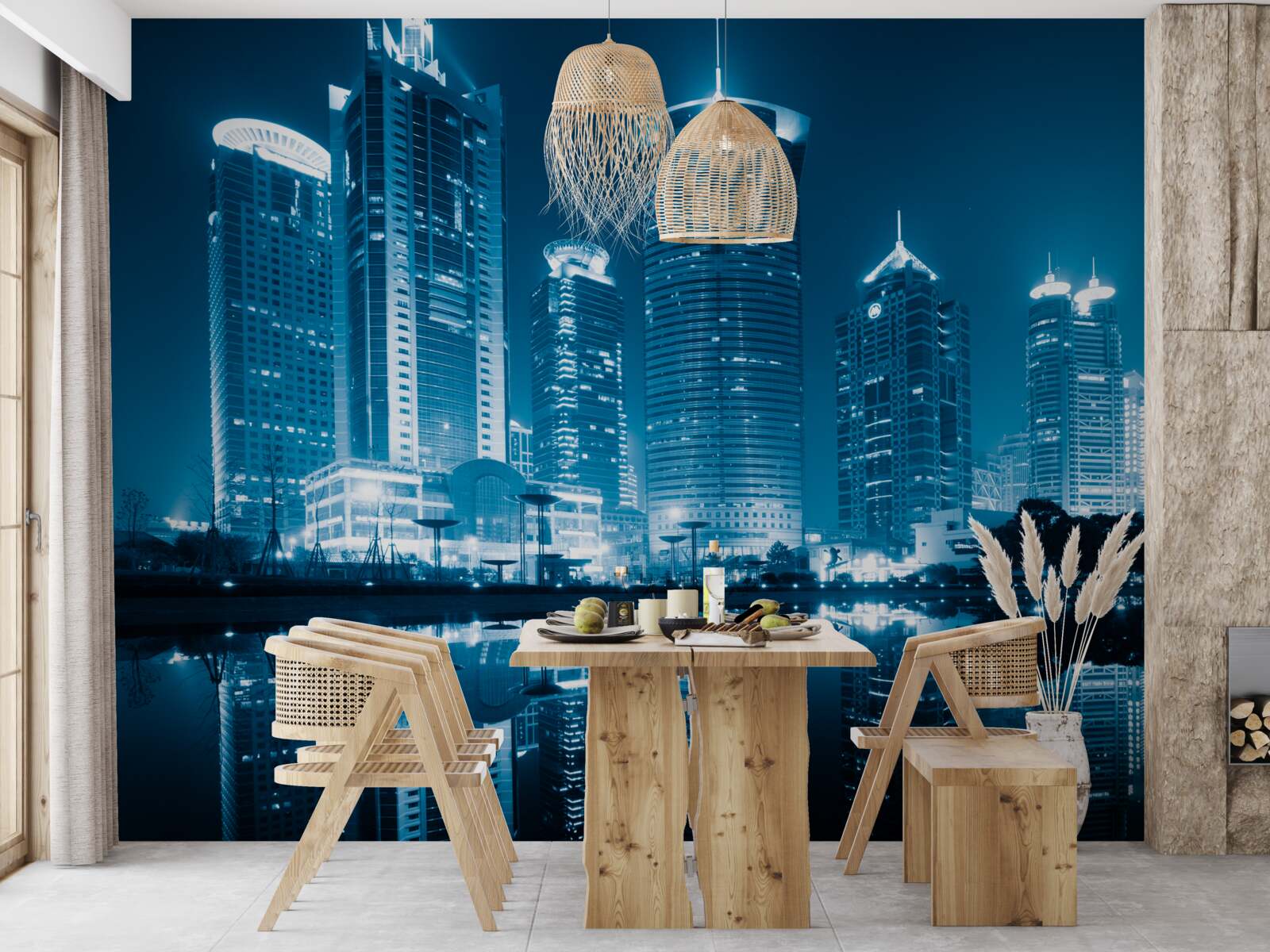 Fototapeta ulica szanghaju nocą