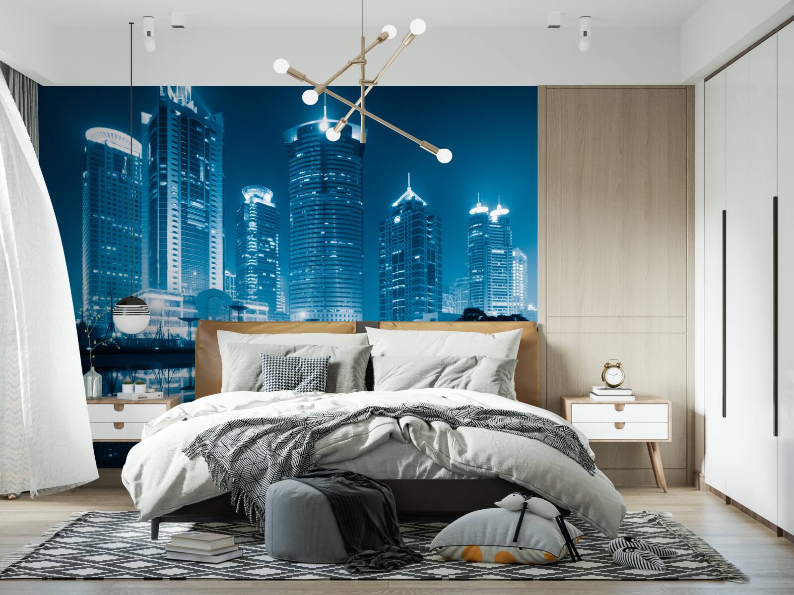 Fototapeta ulica szanghaju nocą