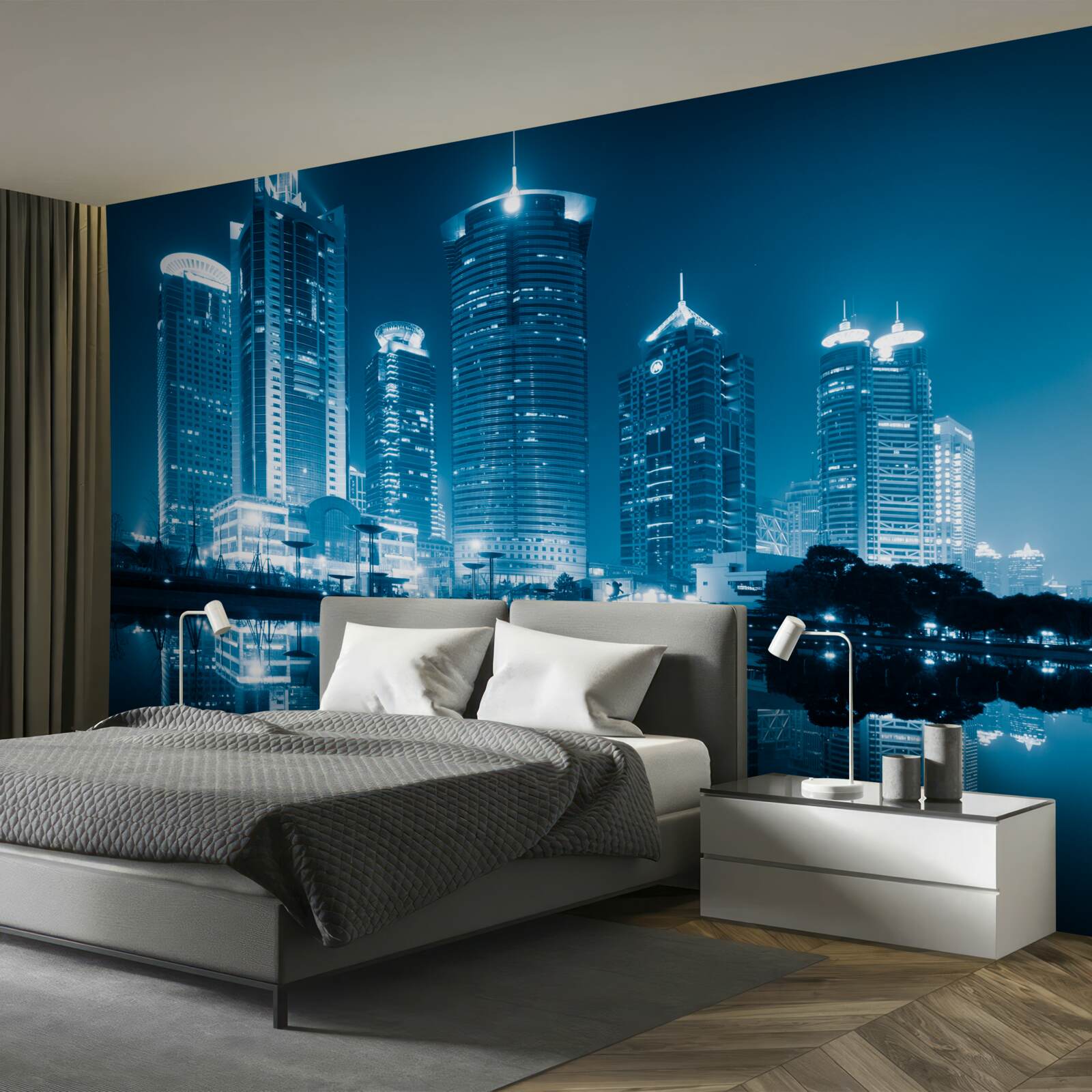 Fototapeta ulica szanghaju nocą