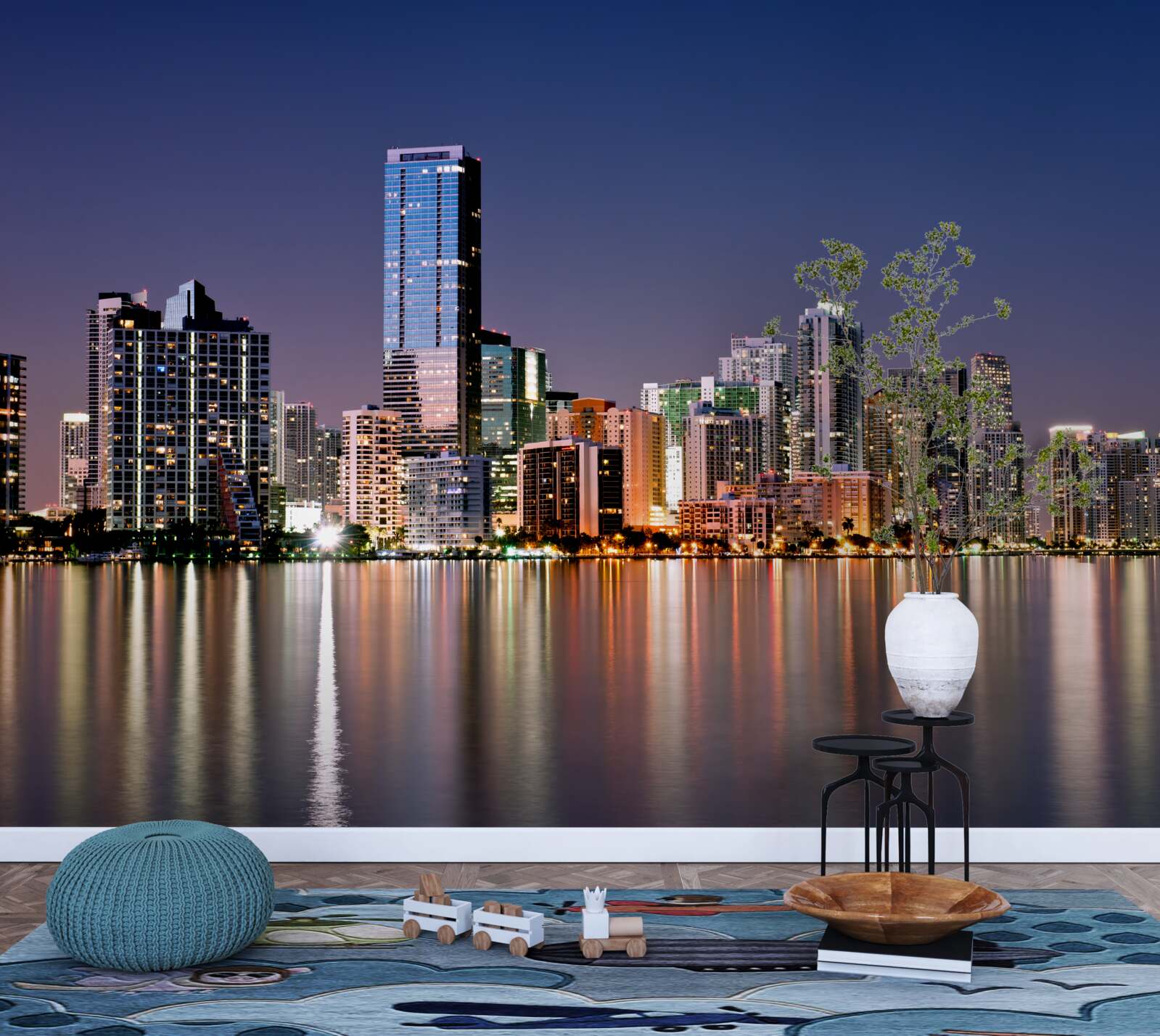 Fototapeta miejski gigant z nocnym oświetleniem