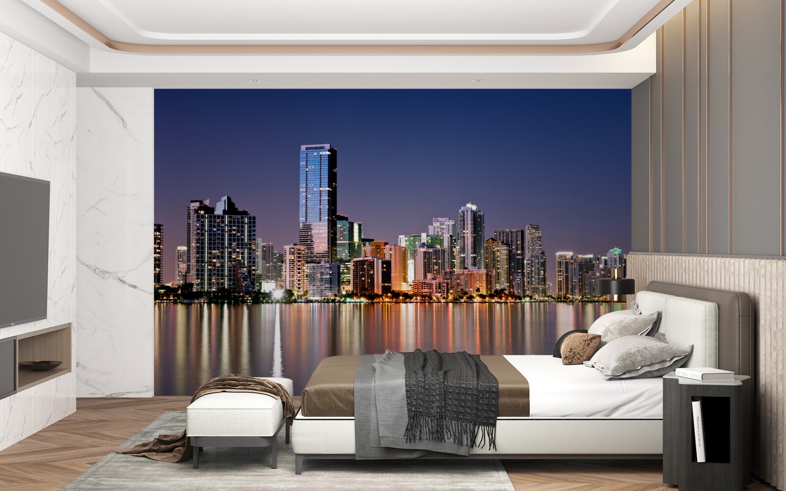 Fototapeta miejski gigant z nocnym oświetleniem