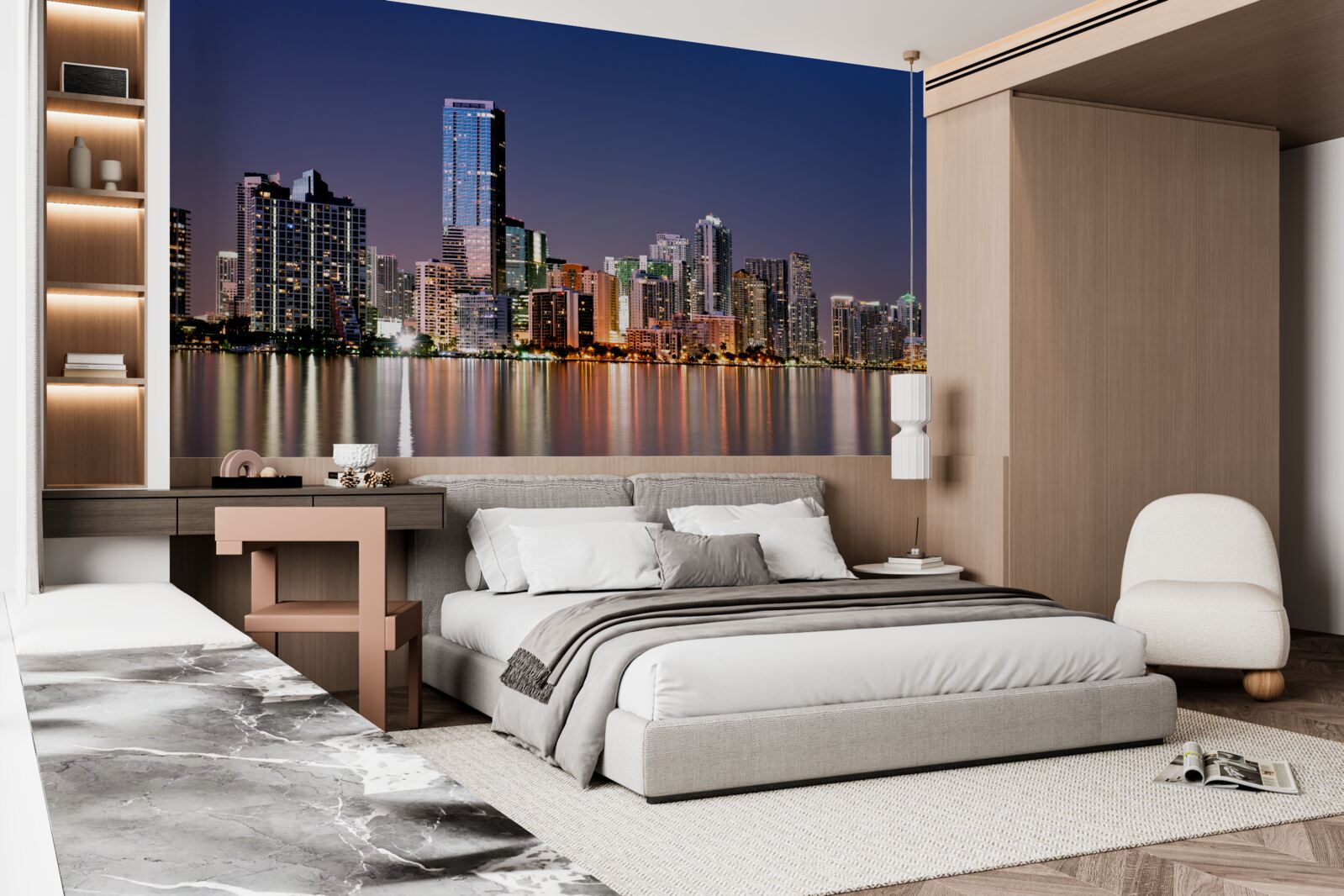 Fototapeta miejski gigant z nocnym oświetleniem