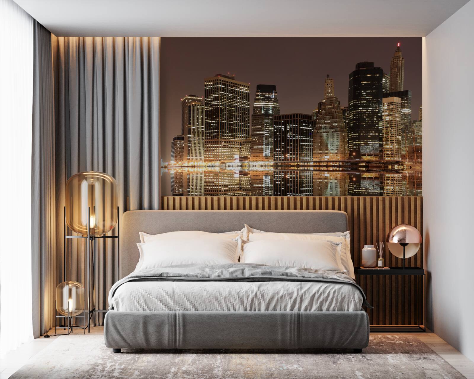 Fototapeta lampy nowego jorku nocą na ulicach