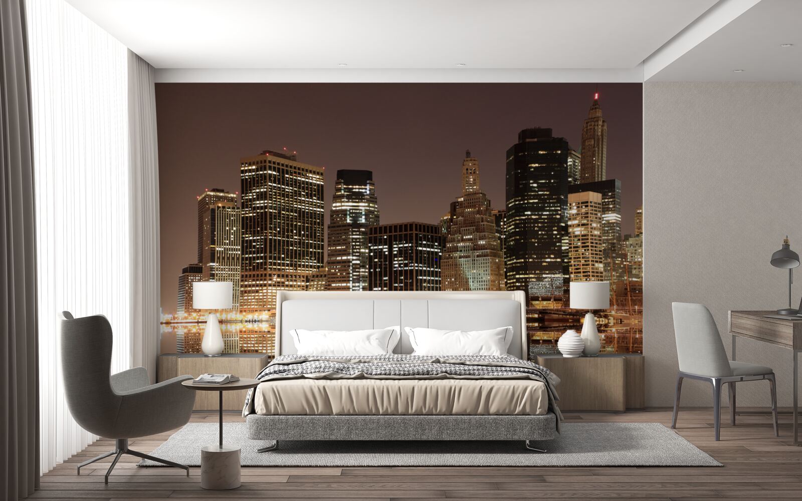 Fototapeta lampy nowego jorku nocą na ulicach