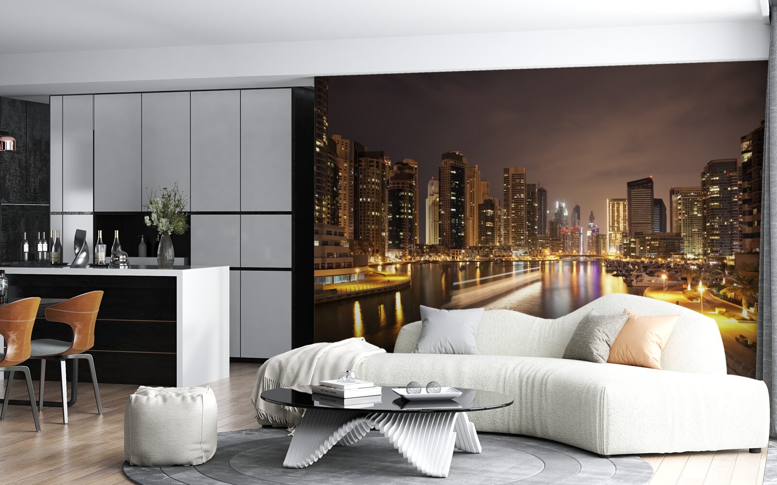 Fototapeta zapierający dech w piersiach krajobraz nocnego miasta