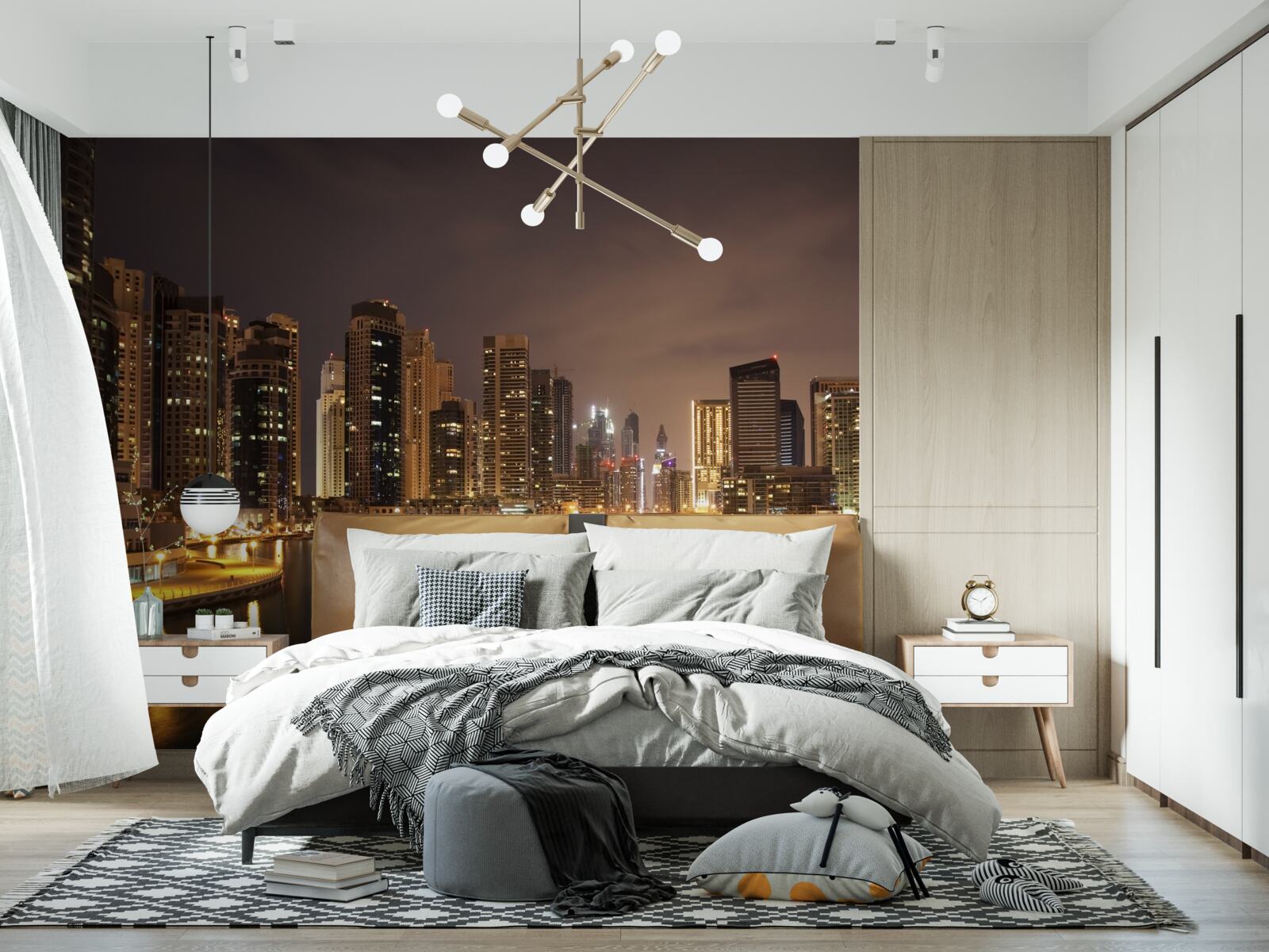 Fototapeta zapierający dech w piersiach krajobraz nocnego miasta