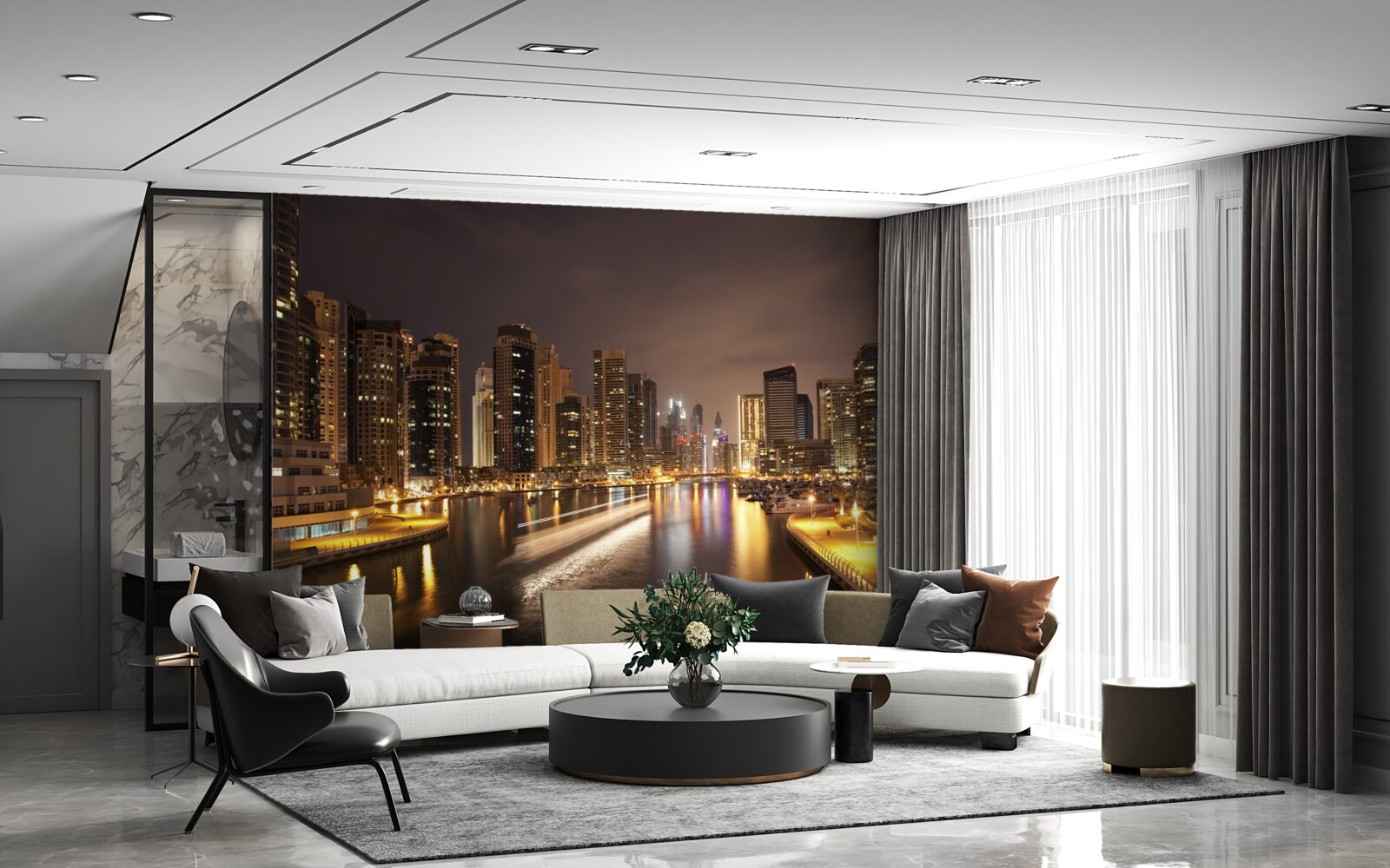 Fototapeta zapierający dech w piersiach krajobraz nocnego miasta