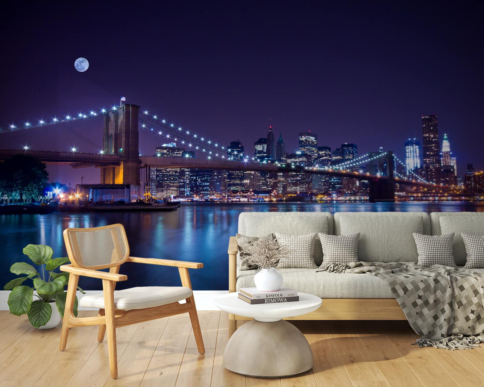 Fototapeta odbicia nocnych świateł miasta odbijają się w wodzie