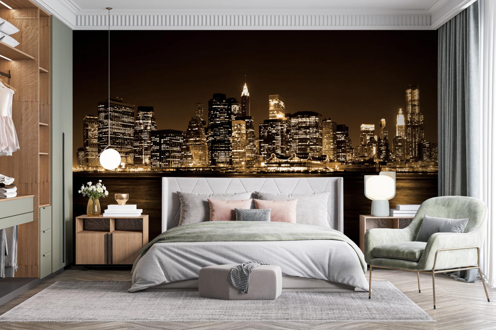 Fototapeta zmodernizowane miasto pod rozgwieżdżonym niebem