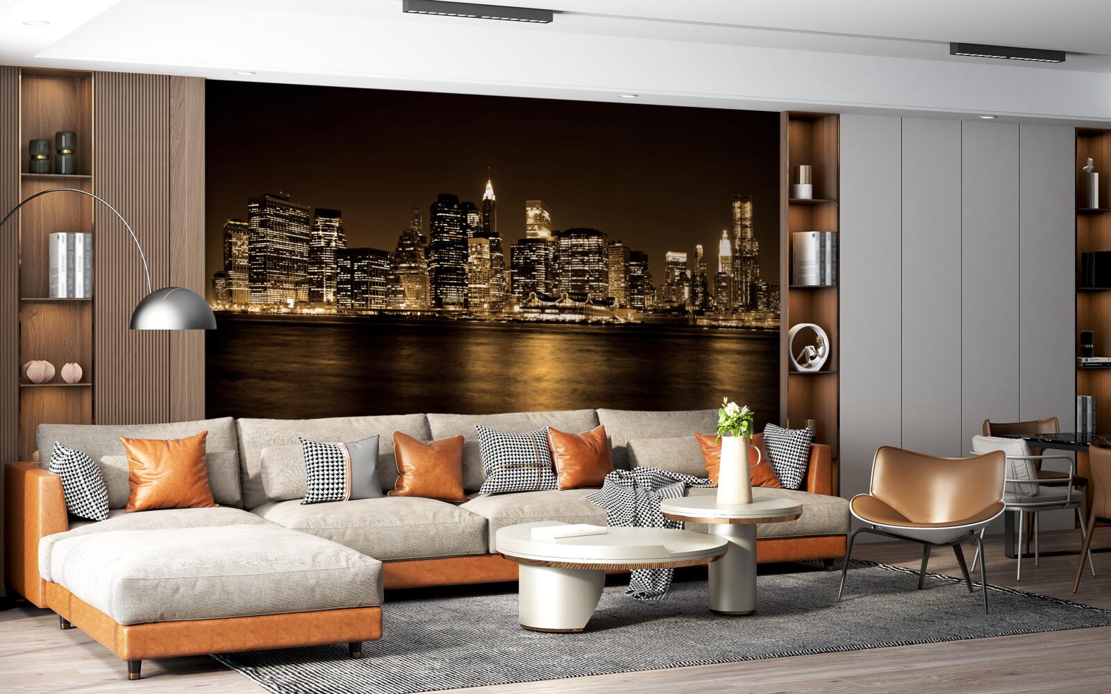 Fototapeta zmodernizowane miasto pod rozgwieżdżonym niebem