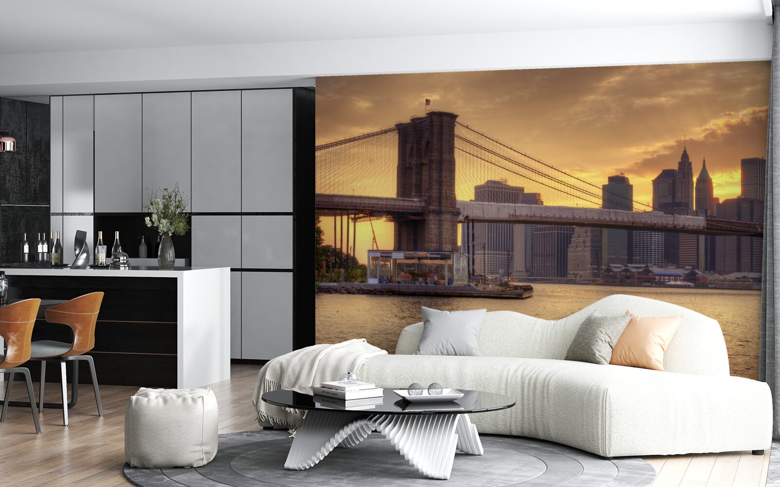 Fototapeta gigant miejski o zachodzie słońca