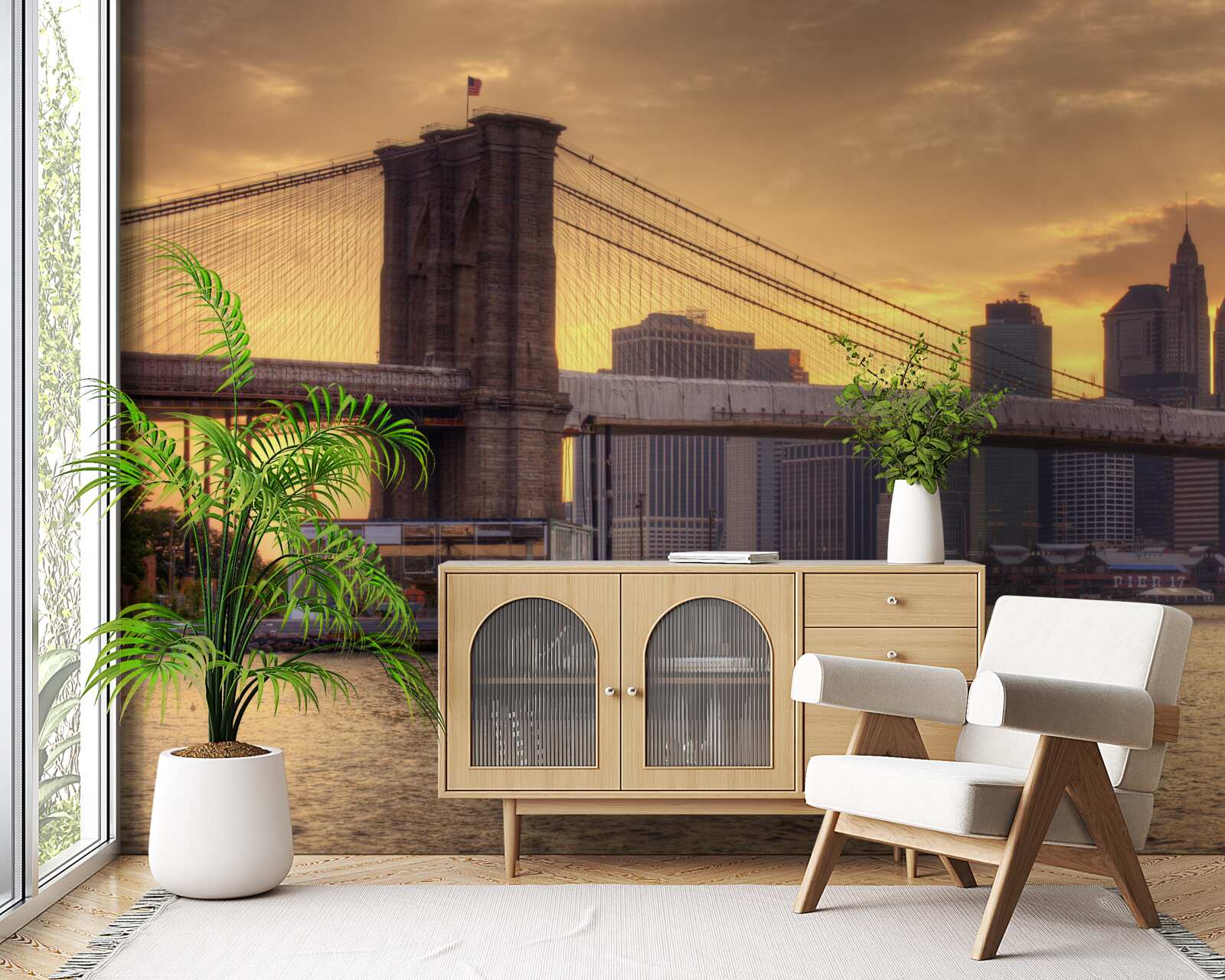 Fototapeta gigant miejski o zachodzie słońca