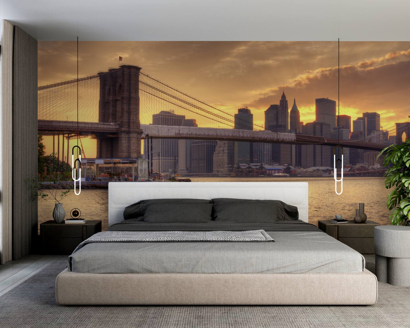 Fototapeta gigant miejski o zachodzie słońca