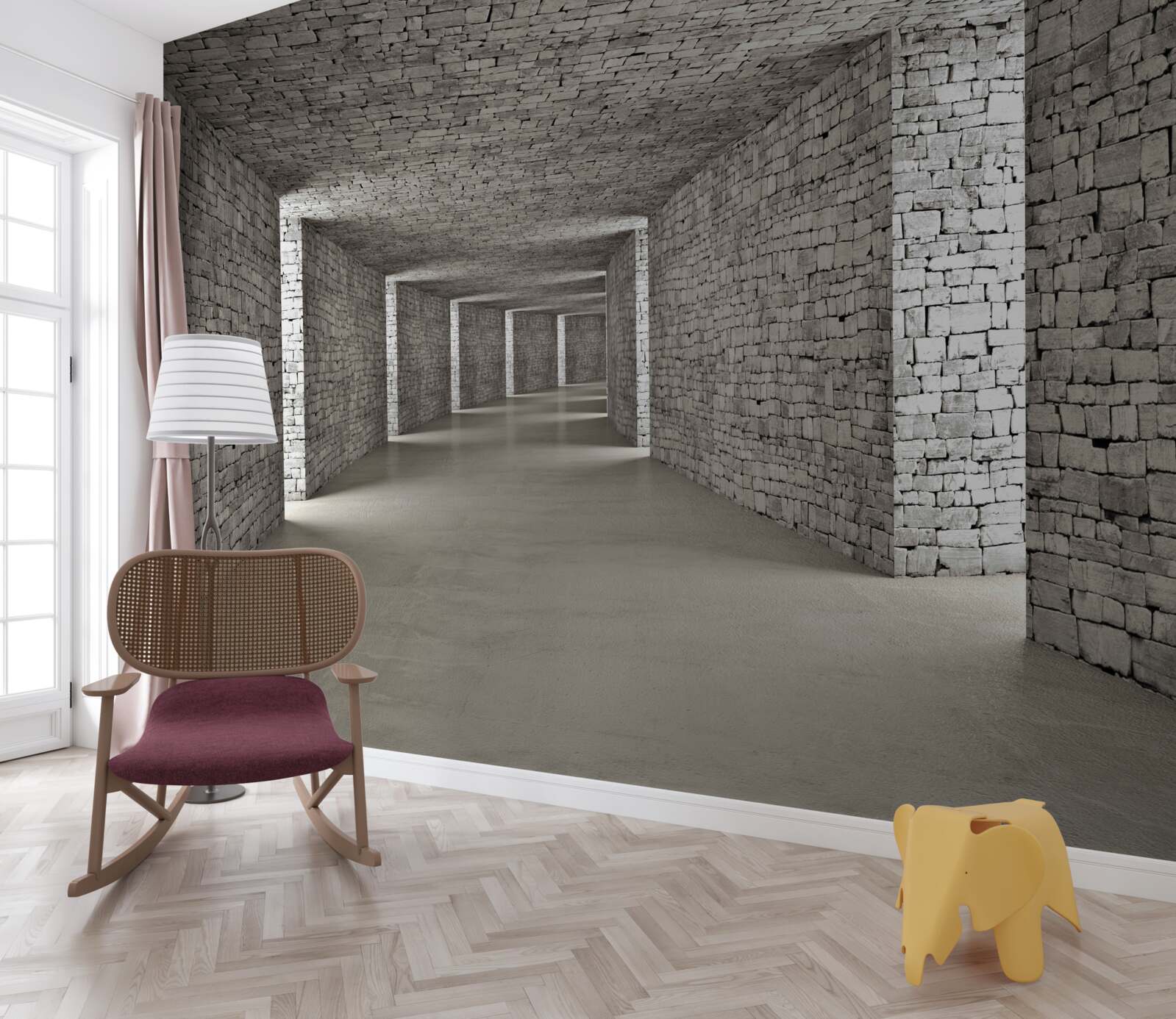 Fototapeta widok perspektywiczny ceglanego korytarza