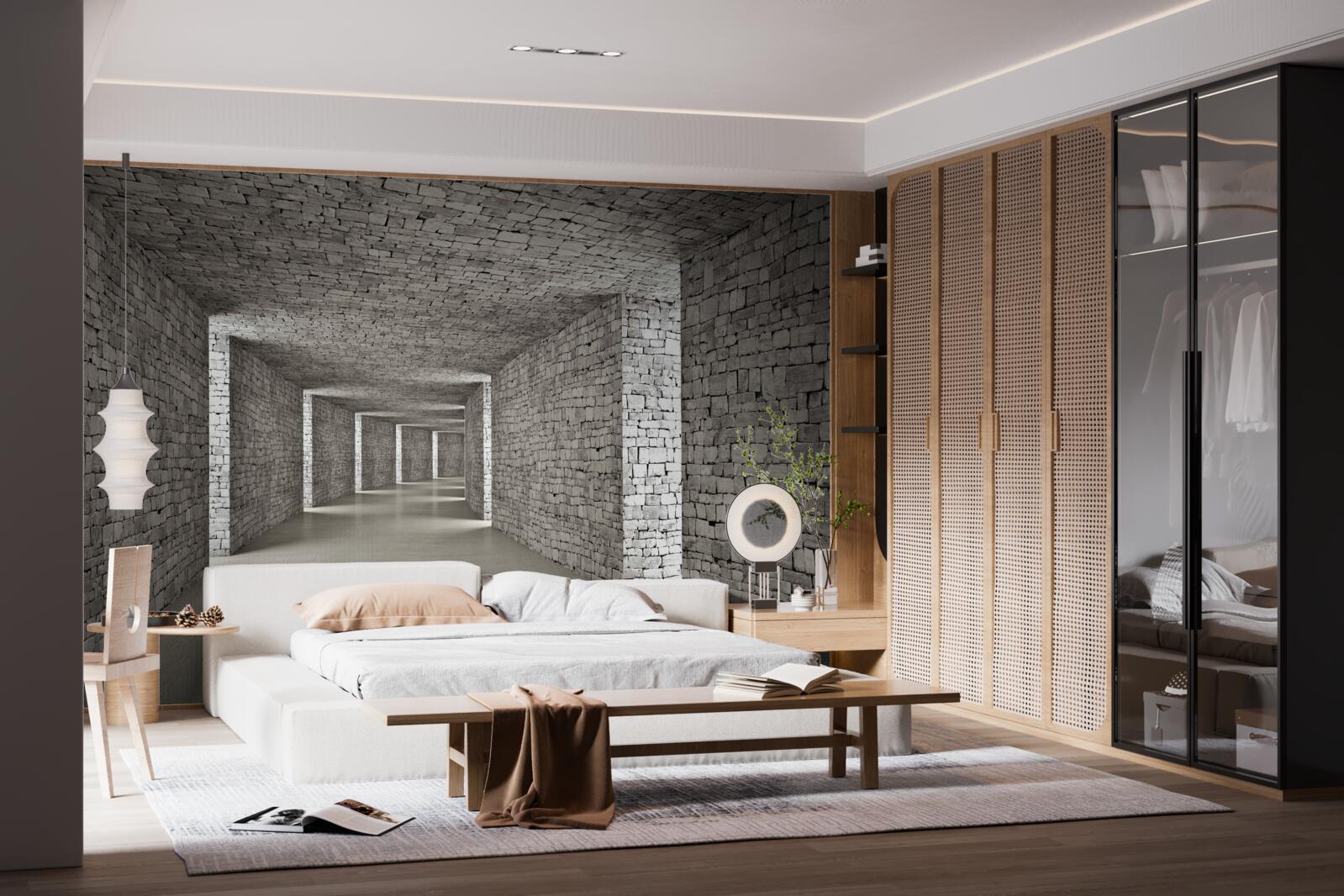 Fototapeta widok perspektywiczny ceglanego korytarza