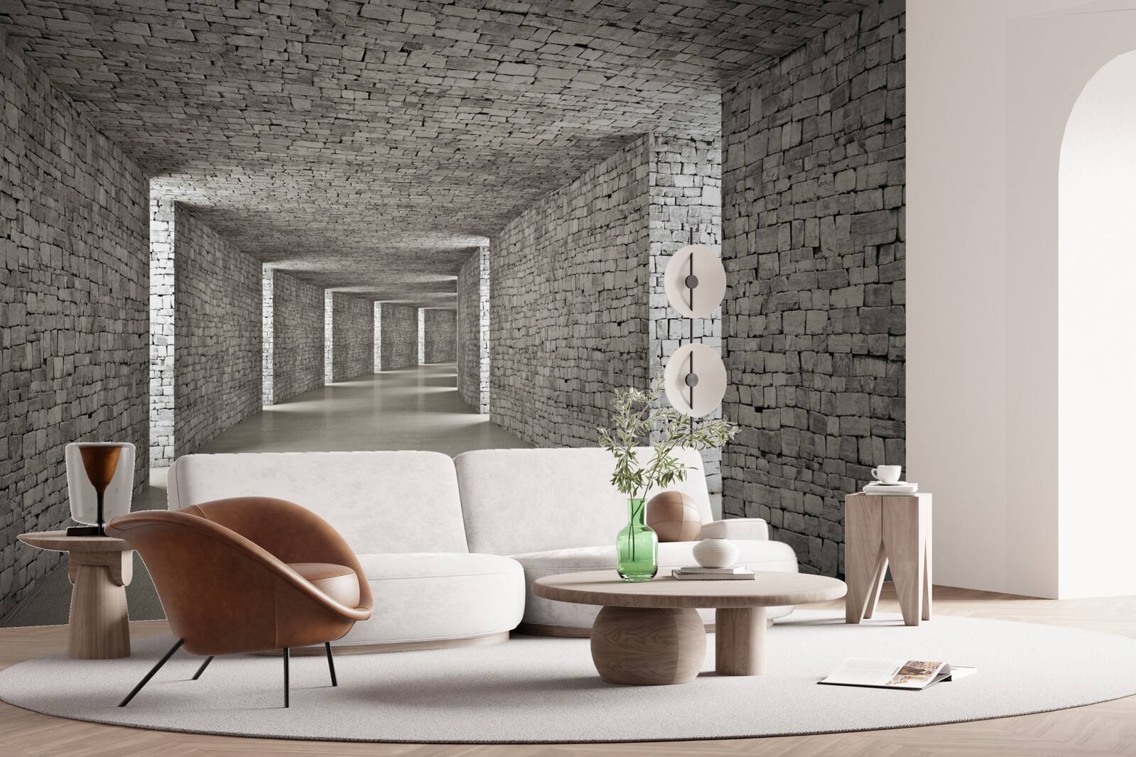 Fototapeta widok perspektywiczny ceglanego korytarza