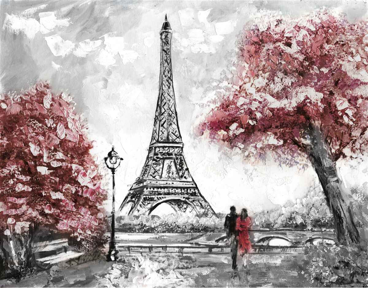 Fototapeta dwie osoby cieszące się widokiem na wieżę eiffla