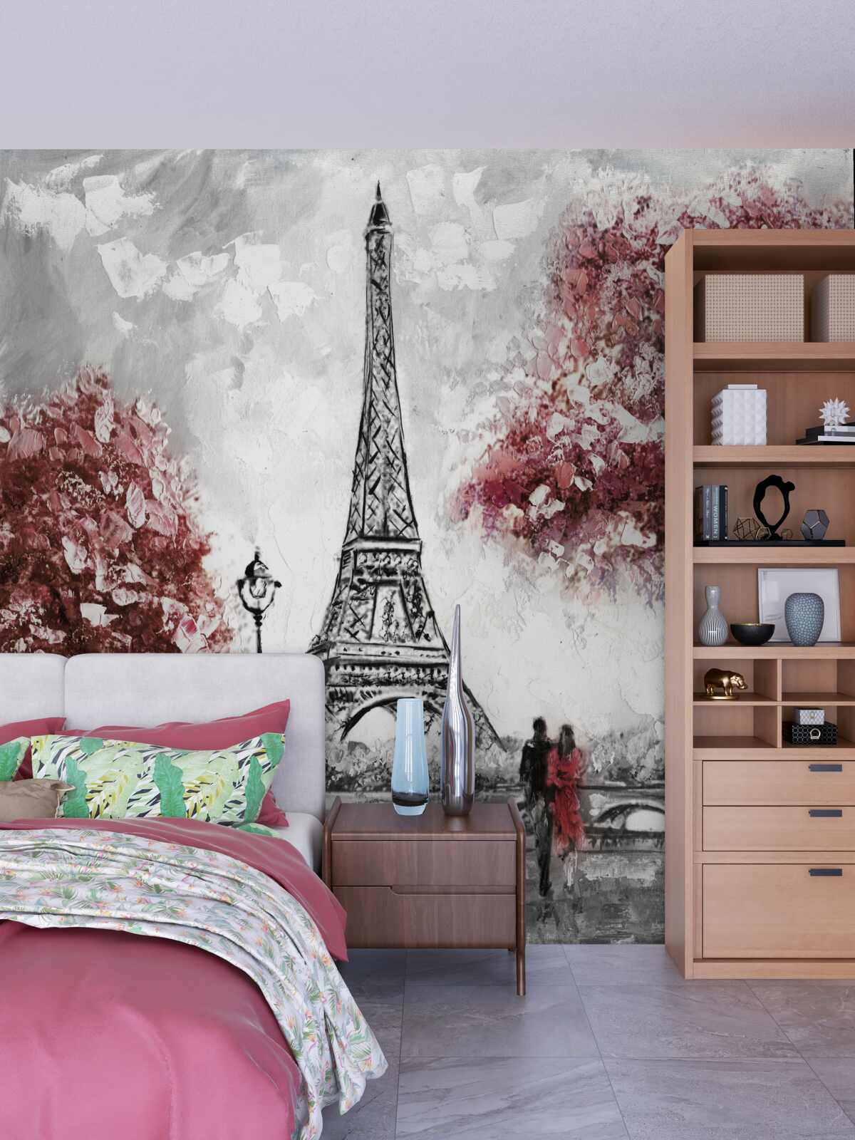 Fototapeta dwie osoby cieszące się widokiem na wieżę eiffla