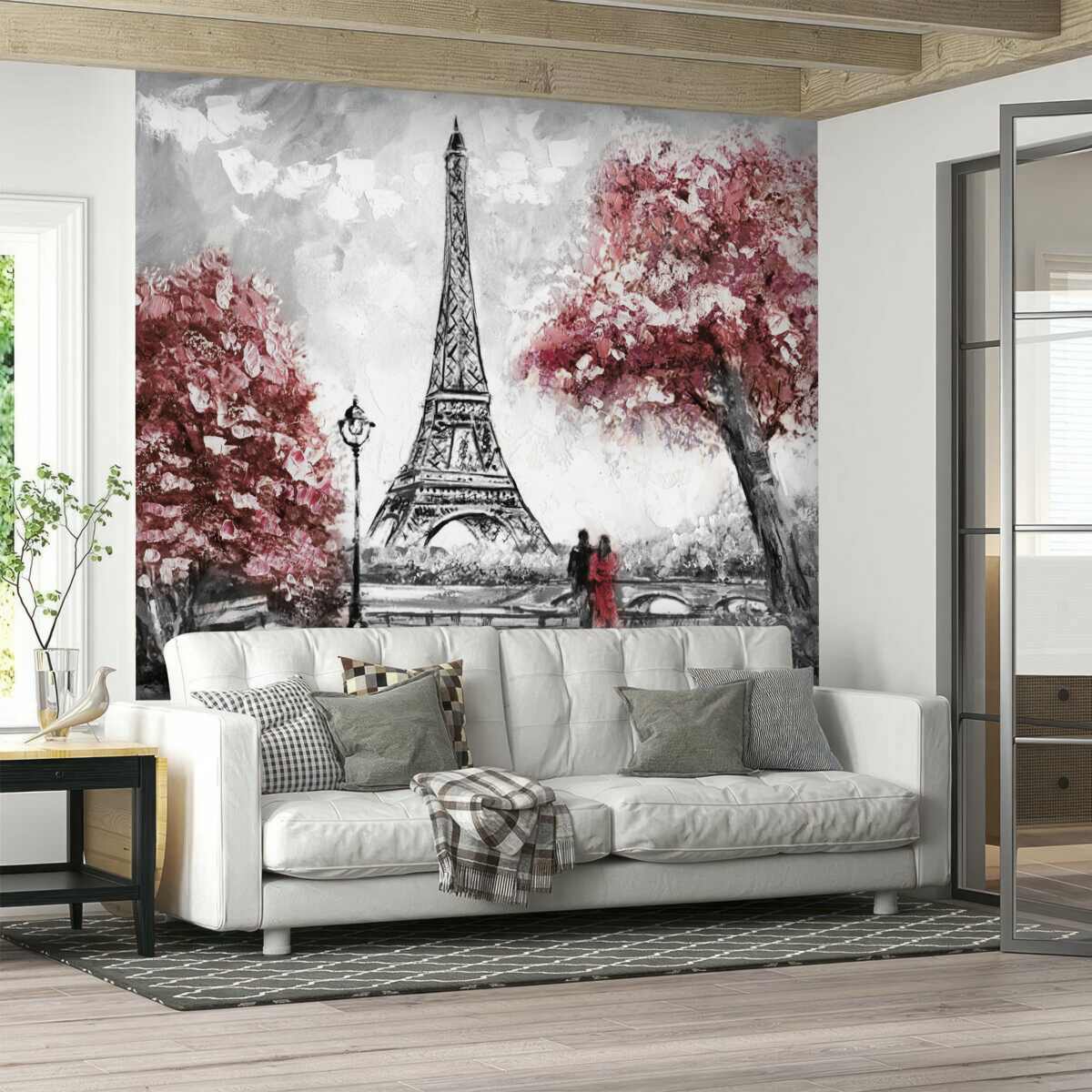 Fototapeta dwie osoby cieszące się widokiem na wieżę eiffla