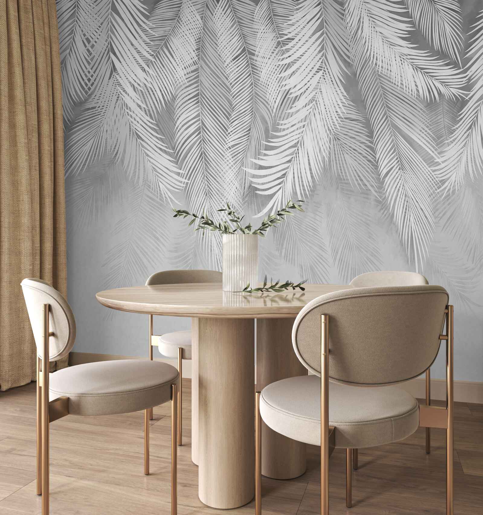 Fototapeta zwisają białe liście palmowe