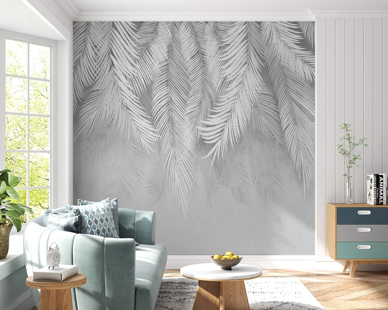 Fototapeta zwisają białe liście palmowe